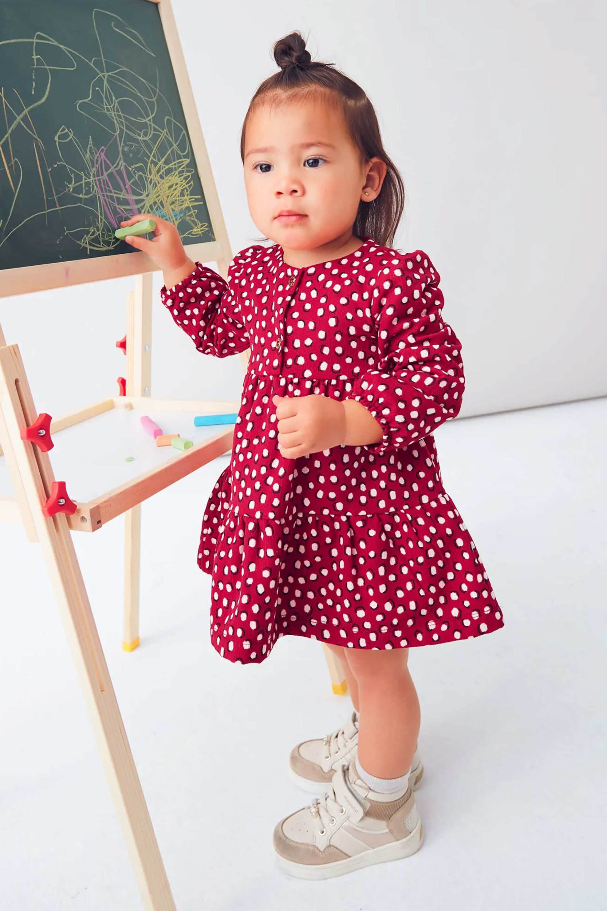 Mayoral βρεφικό φόρεμα με all-over print - 2915-W26 Κόκκινο