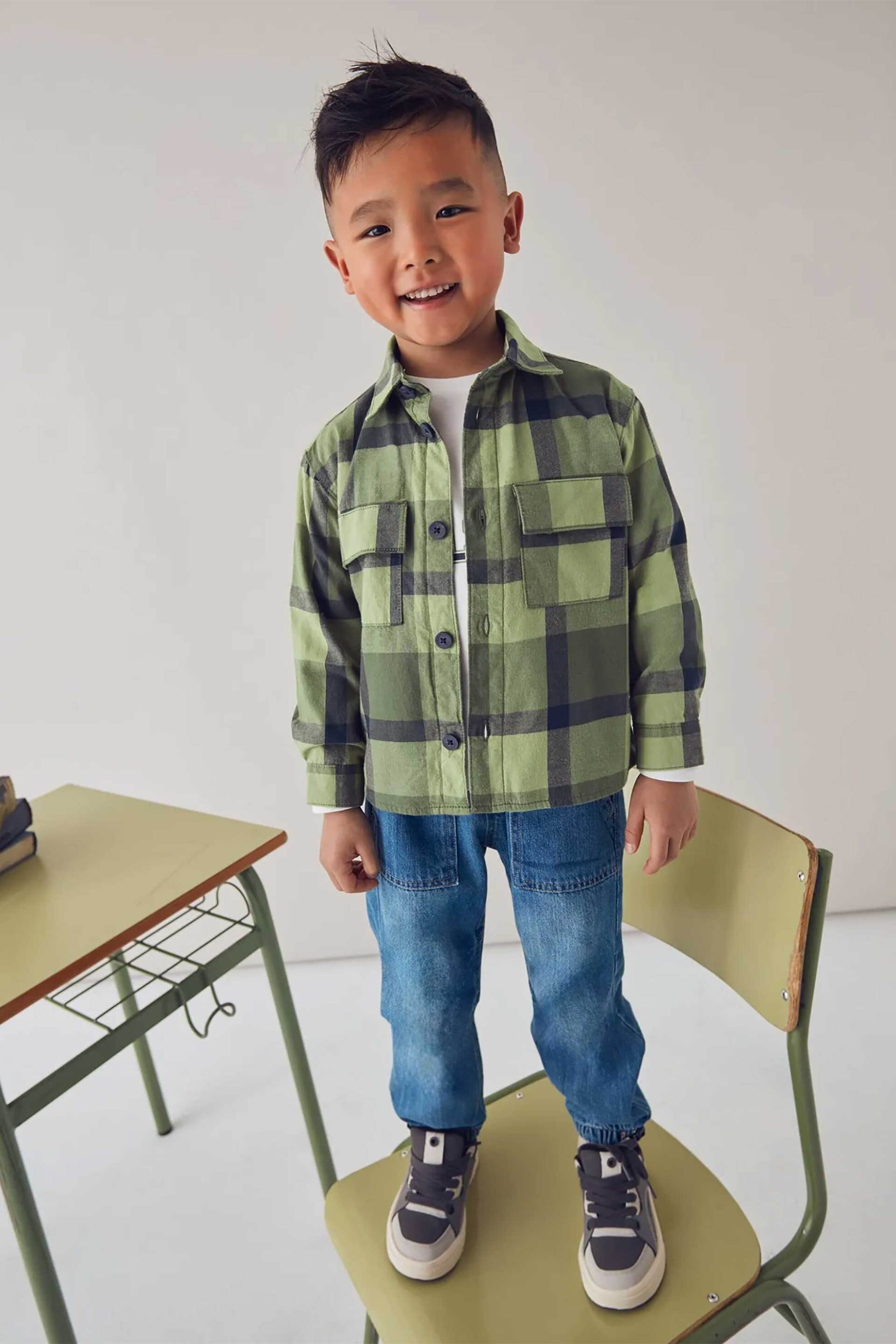 MAYORAL Mayoral παιδικό πουκάμισο με καρό σχέδιο - 4123-W26 Λαδί