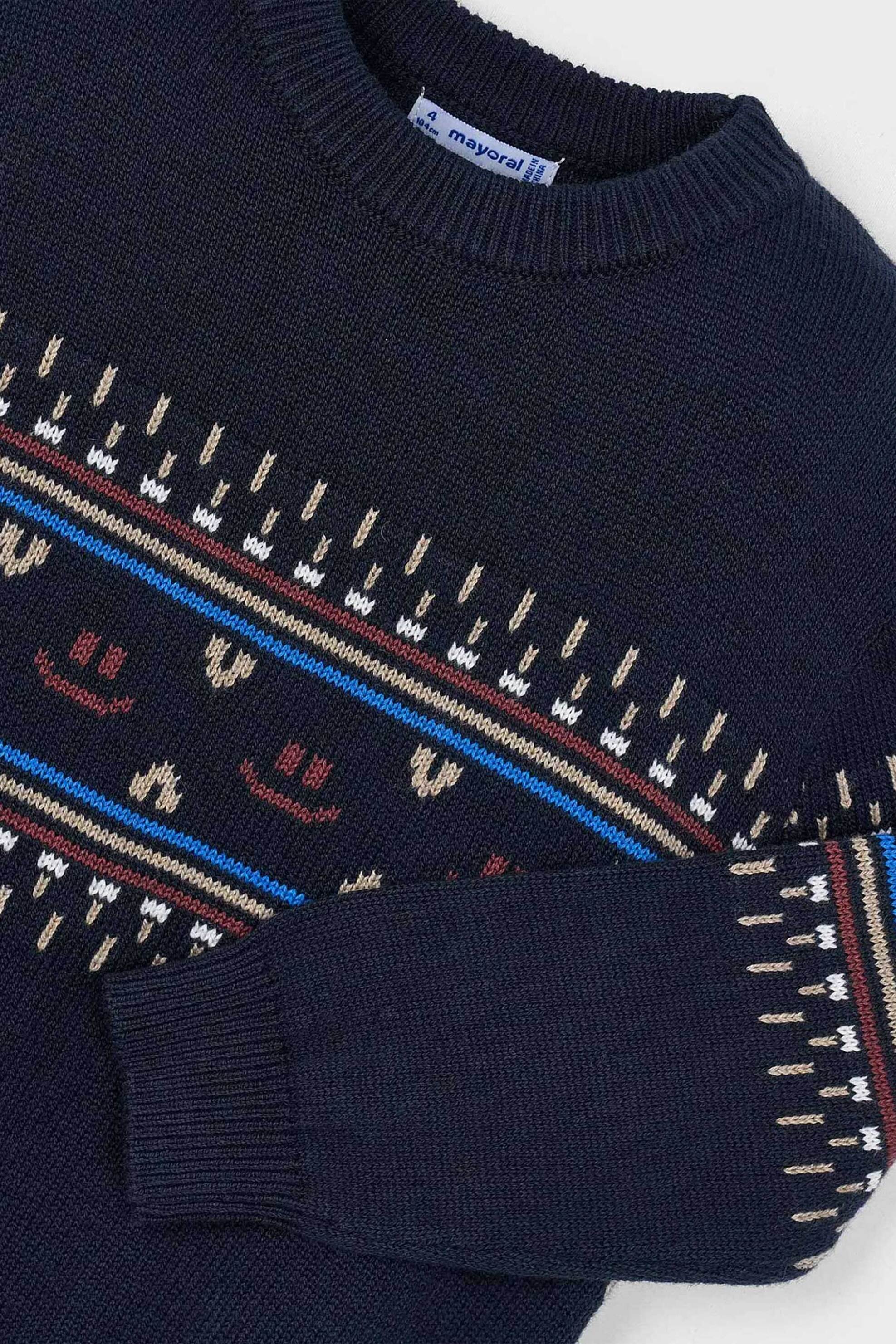 Mayoral παιδική πλεκτή μπλούζα με geometrical pattern - 4377-W26 Μπλε Σκούρο φωτογραφία