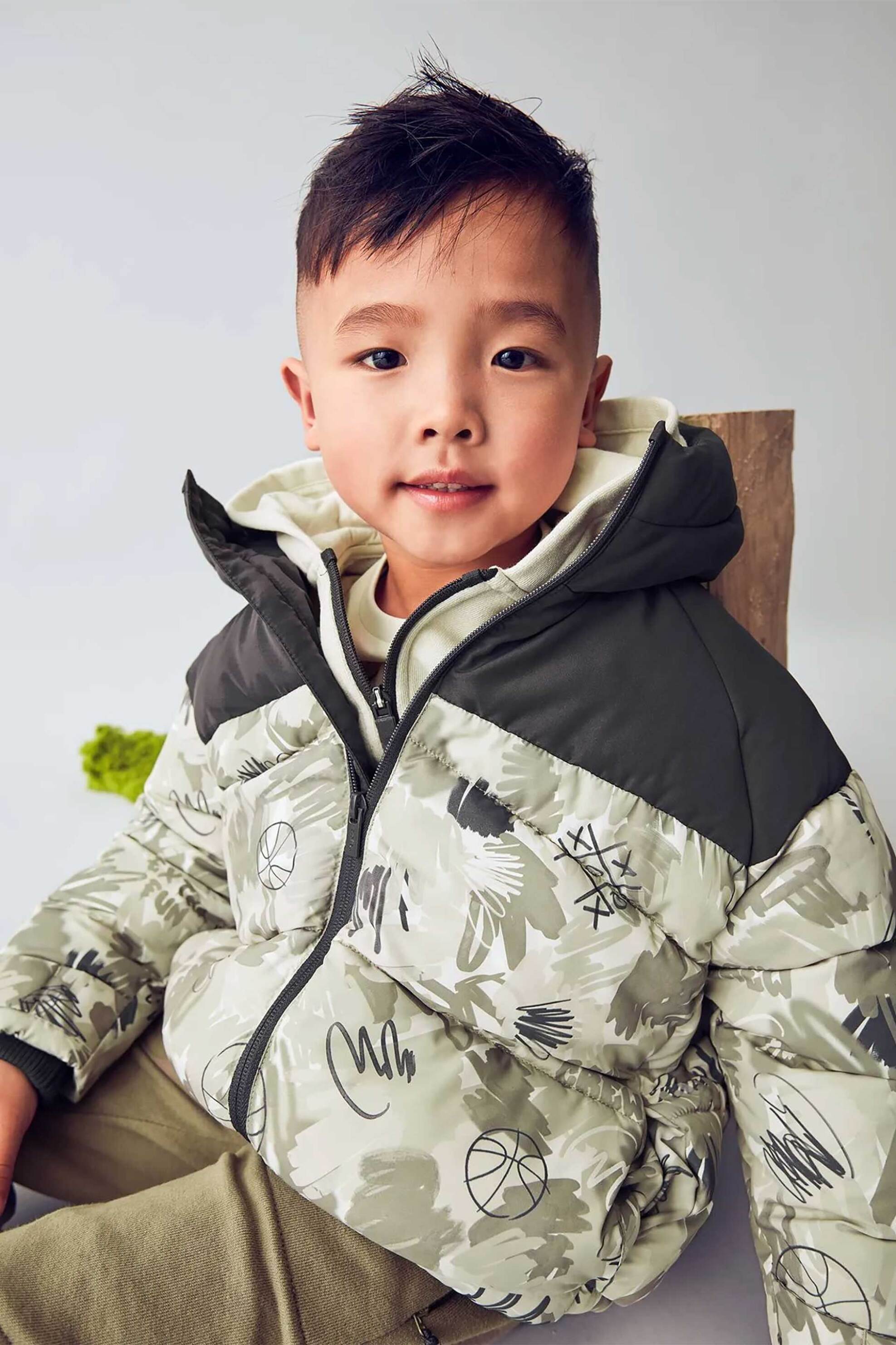 Mayoral παιδικό μπουφάν με καπιτονέ σχέδιο και κουκούλα - 4417-W26 Γκρι