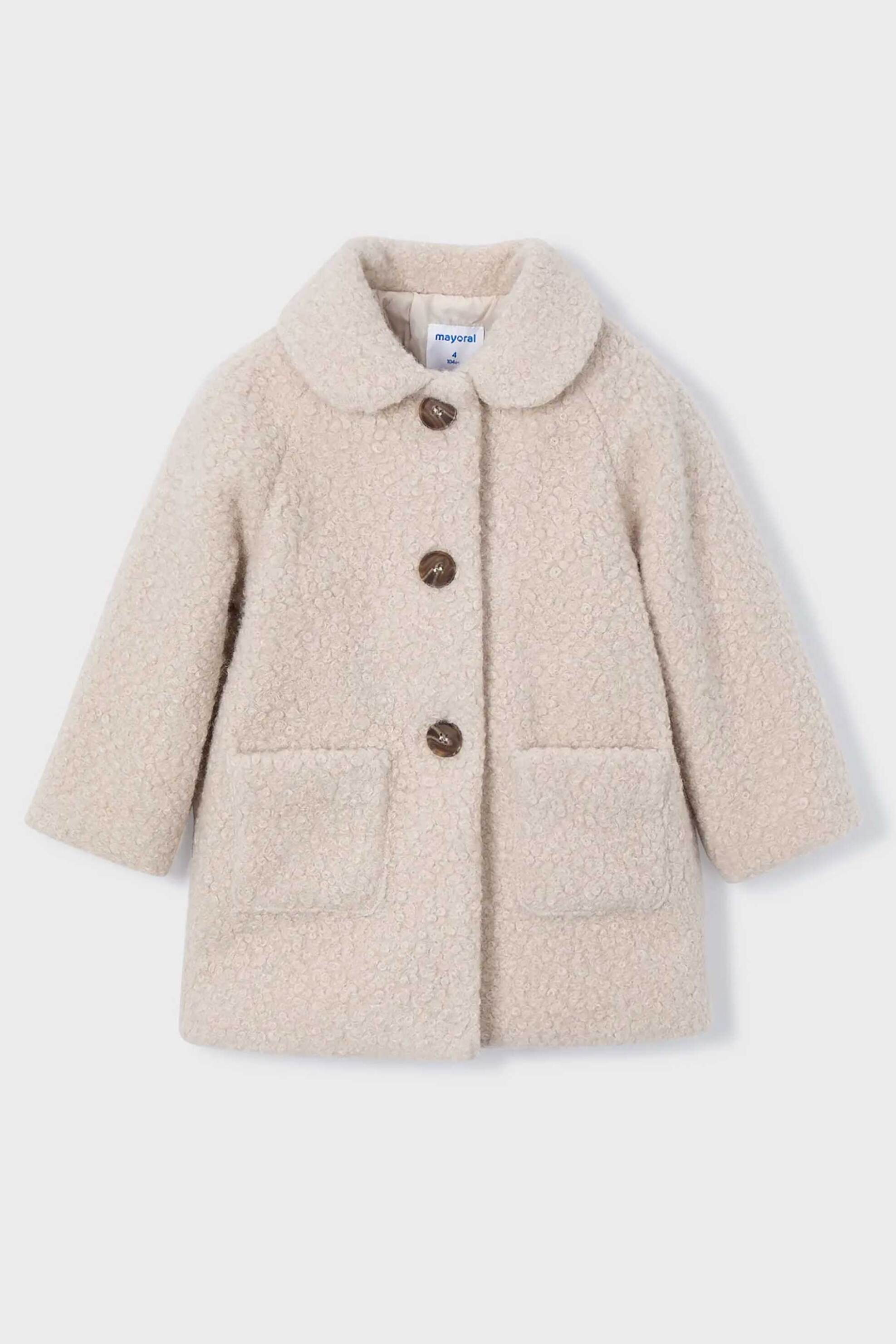 Mayoral παιδικό παλτό με μπουκλέ υφή - 4439-W26 Μπεζ