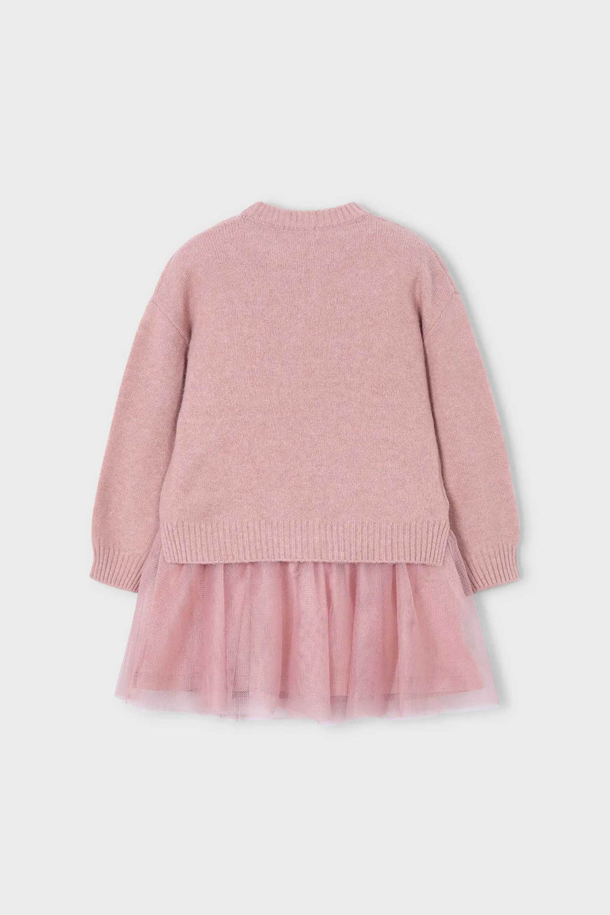 Mayoral παιδικό σετ με πουλόβερ και αμάνικο φόρεμα με τούλι (2 τεμάχια) - 4918-W26 Ροζ φωτογραφία