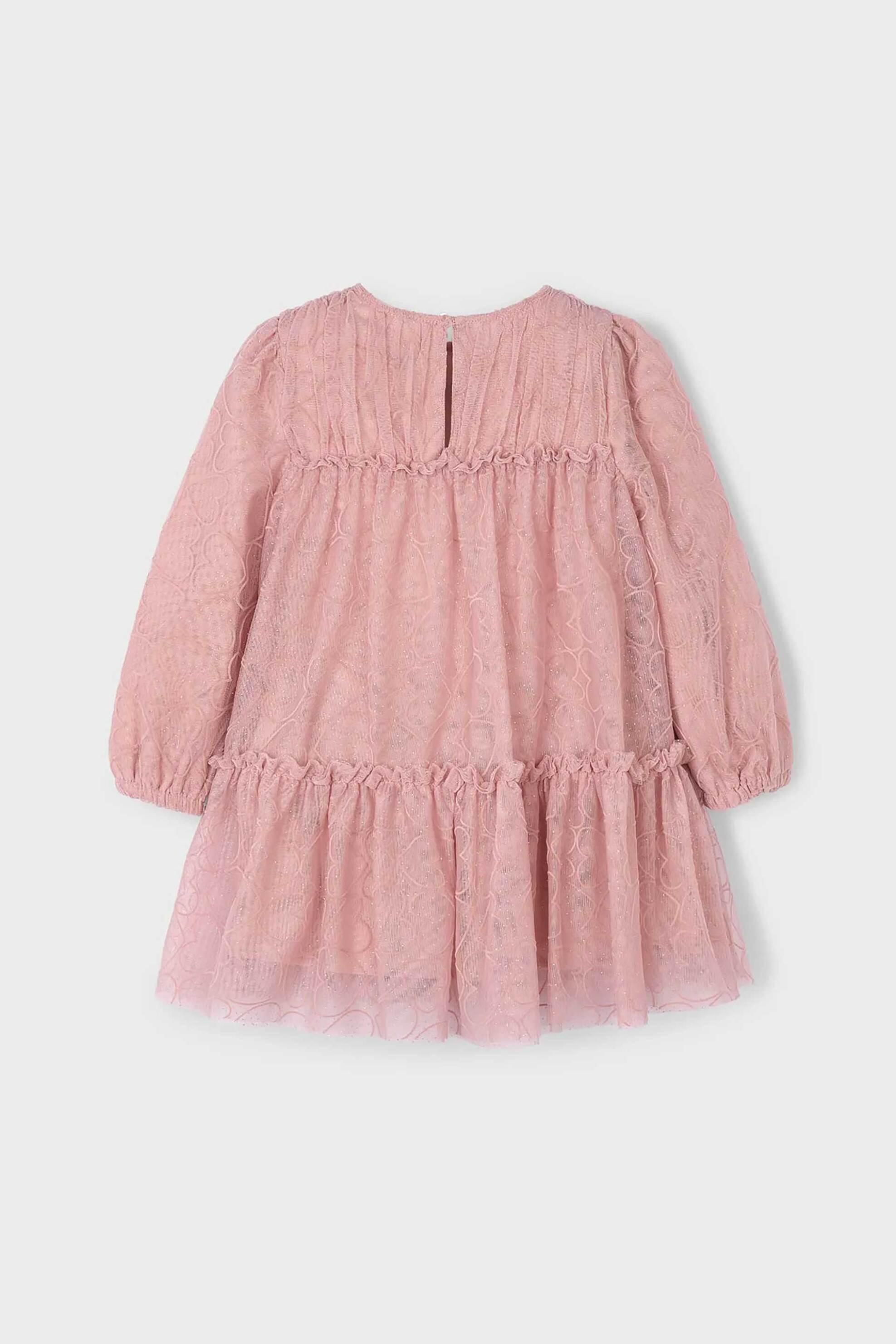 Mayoral παιδικό φόρεμα από τούλι με σούρες - 4919-W26 Ροζ φωτογραφία