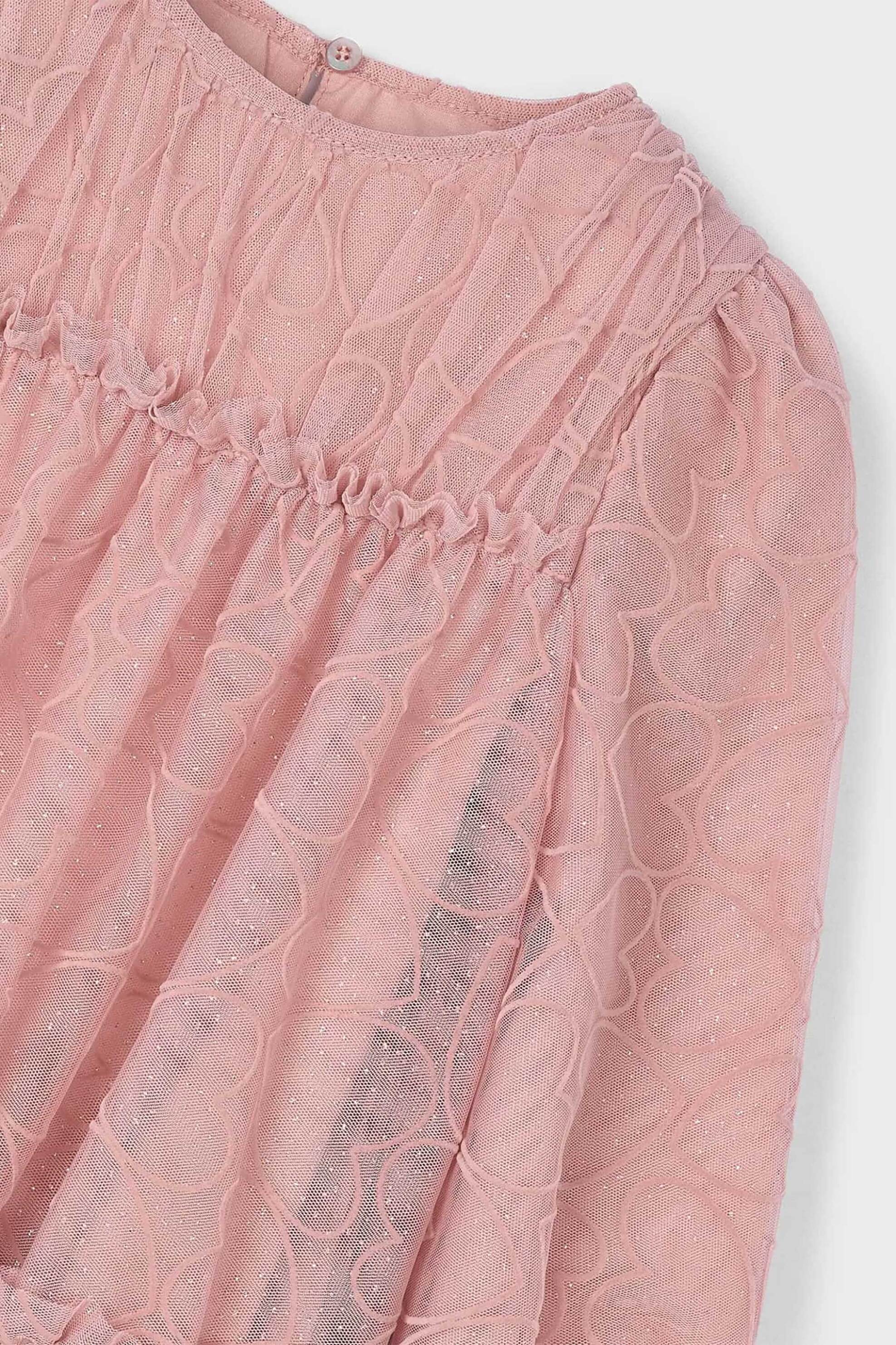 Mayoral παιδικό φόρεμα από τούλι με σούρες - 4919-W26 Ροζ φωτογραφία