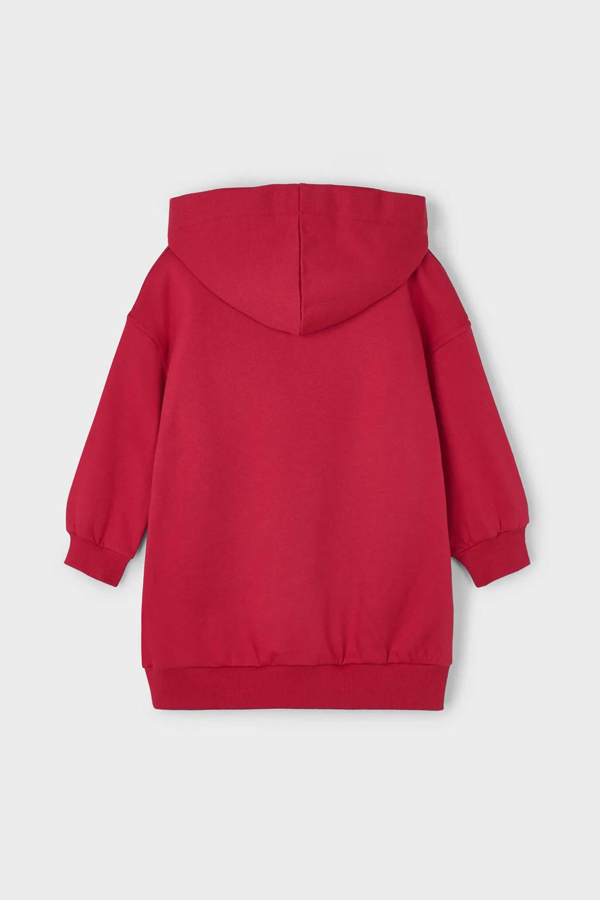 Mayoral παιδικό φούτερ φόρεμα με print και κουκούλα - 4928-W26 Κόκκινο φωτογραφία