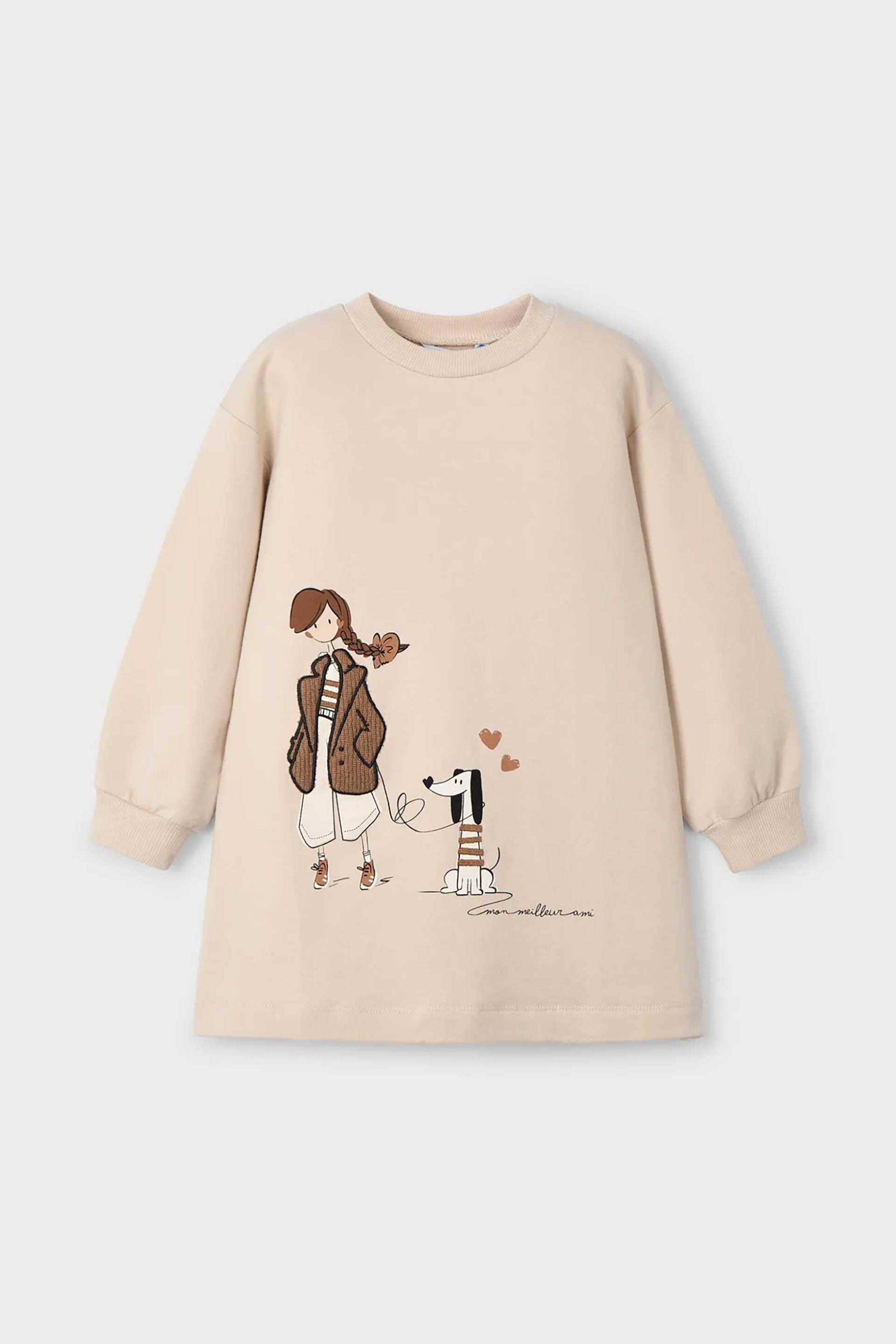 Mayoral παιδικό φούτερ φόρεμα με print - 4929-W26 Μπεζ