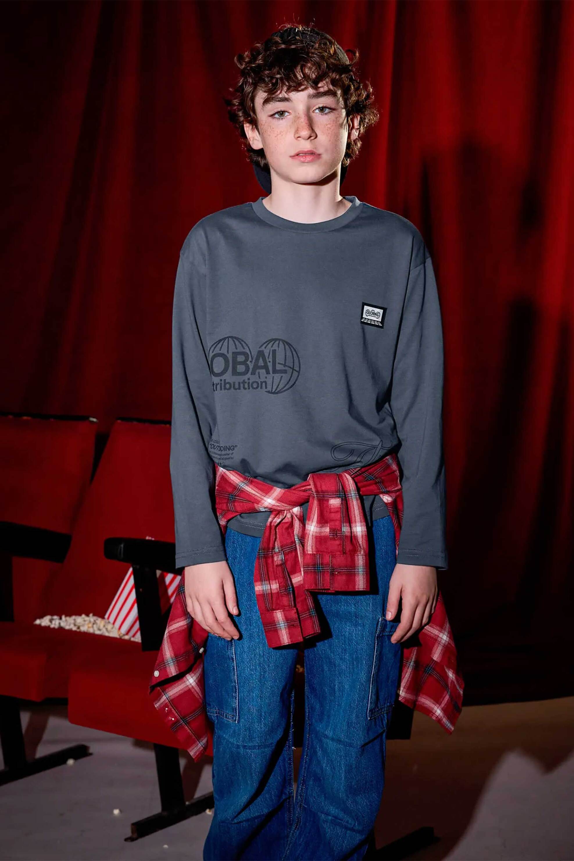 Mayoral παιδική μπλούζα φούτερ με print - 7014-W26 Ανθρακί