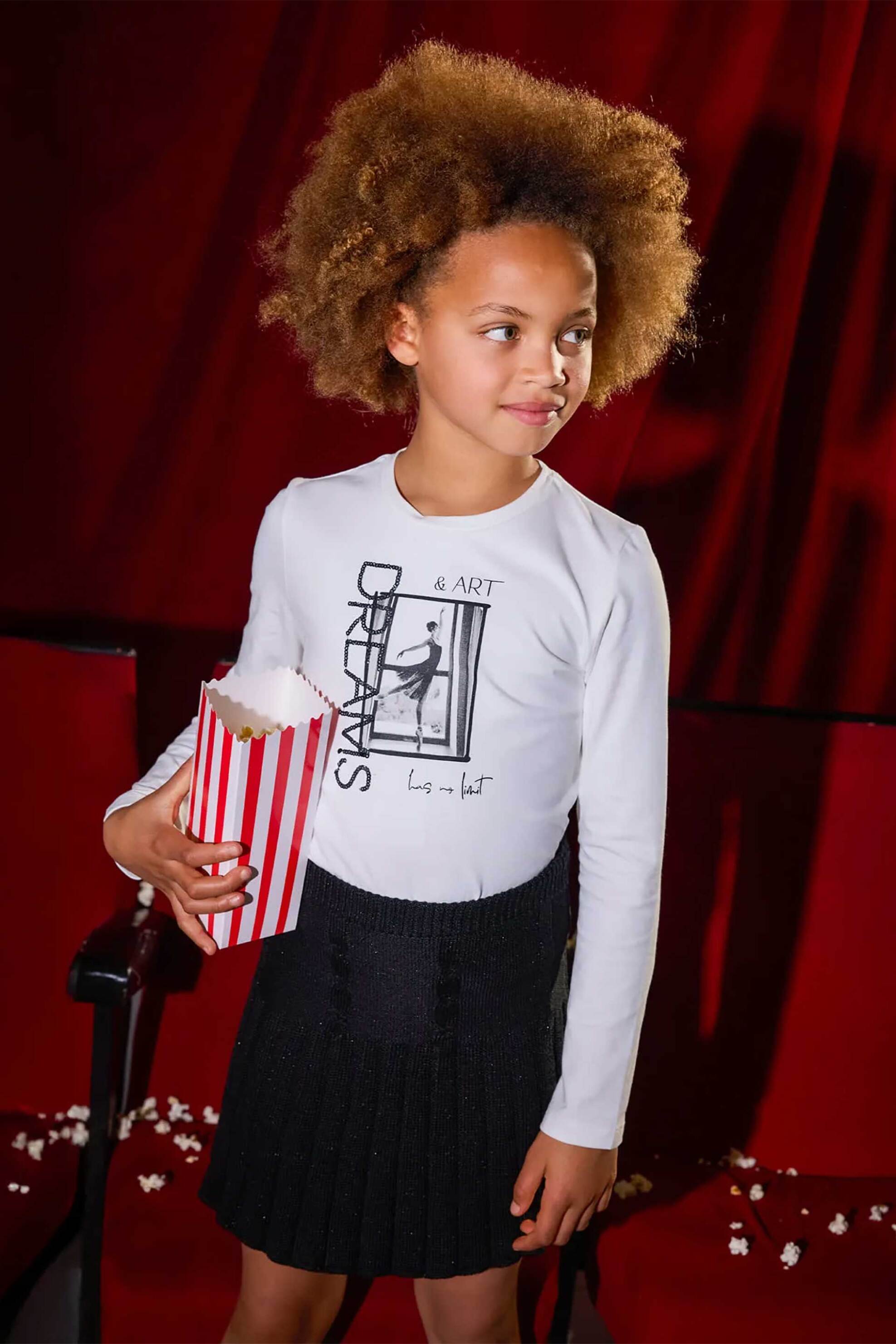 Mayoral παιδική μπλούζα φούτερ με graphic print - 7017-W26 Λευκό