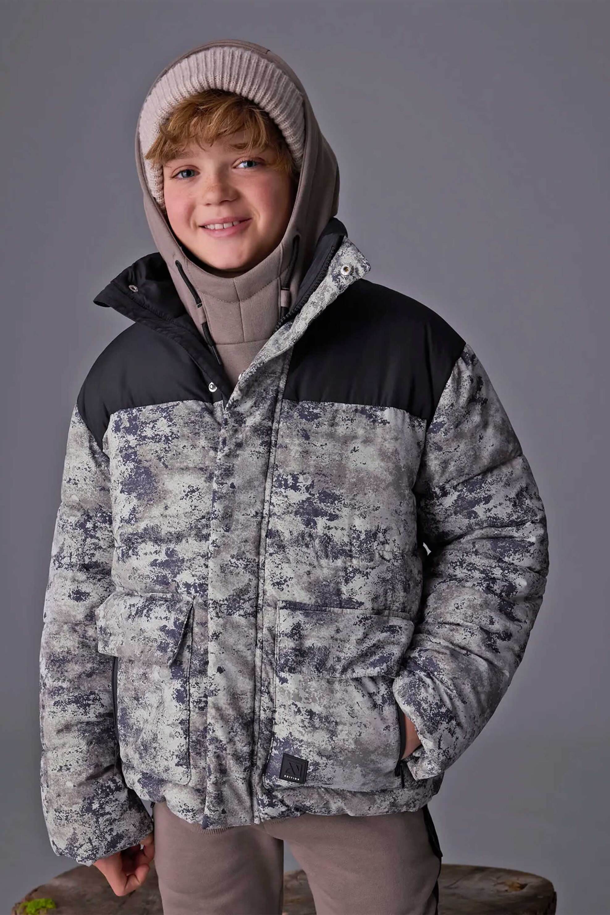 Mayoral παιδικό μπουφάν με καπιτονέ σχέδιο - 7414-W26 Μαύρο