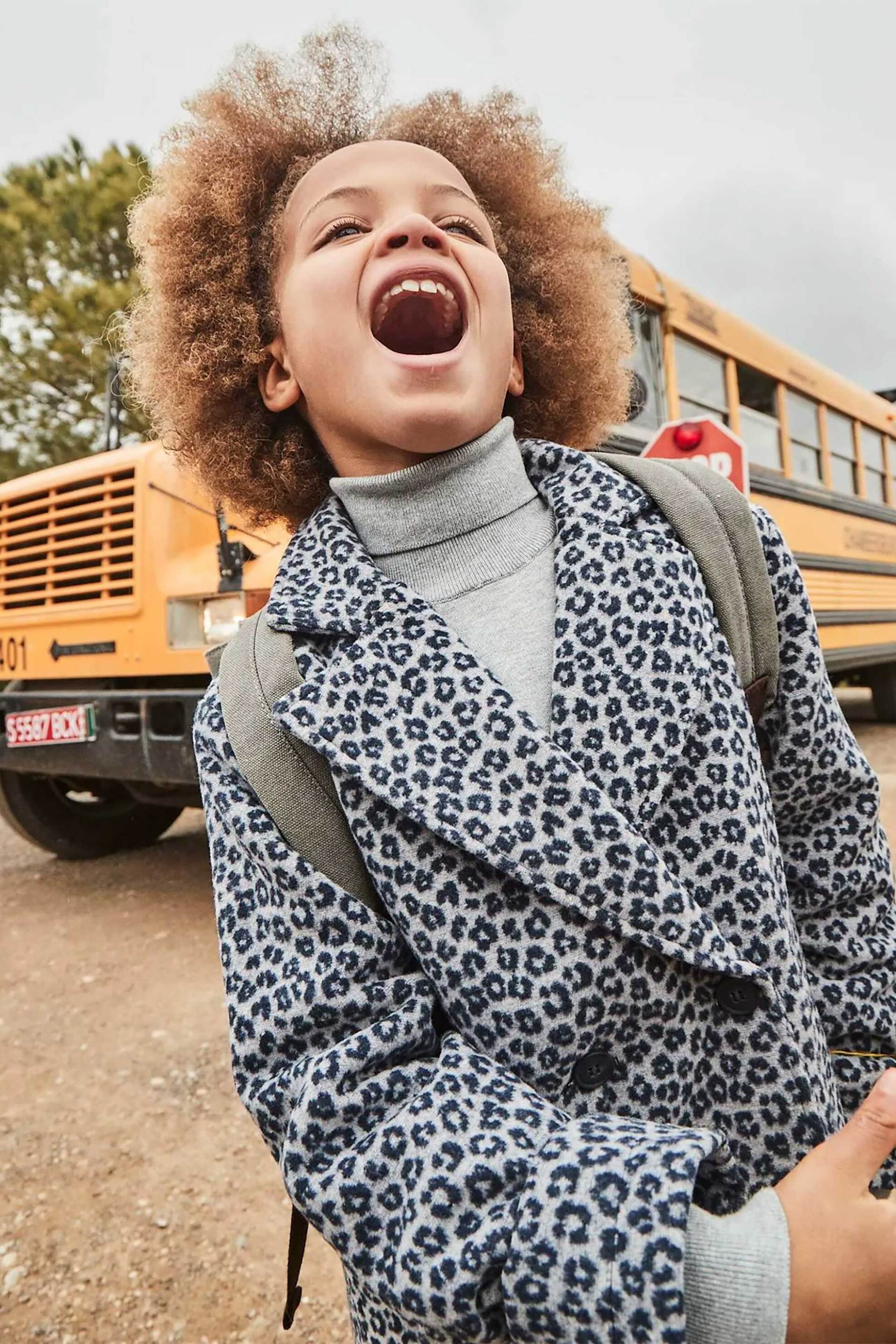 Mayoral παιδικό παλτό με animal print - 7431-W26 Γκρι