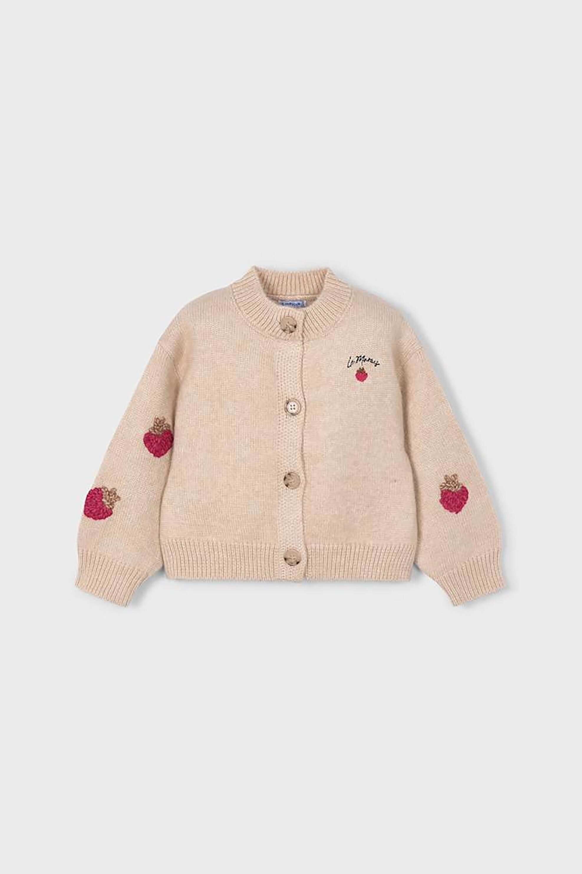Mayoral παιδική πλεκτή ζακέτα με κεντήματα - 4309-W26 Μπεζ