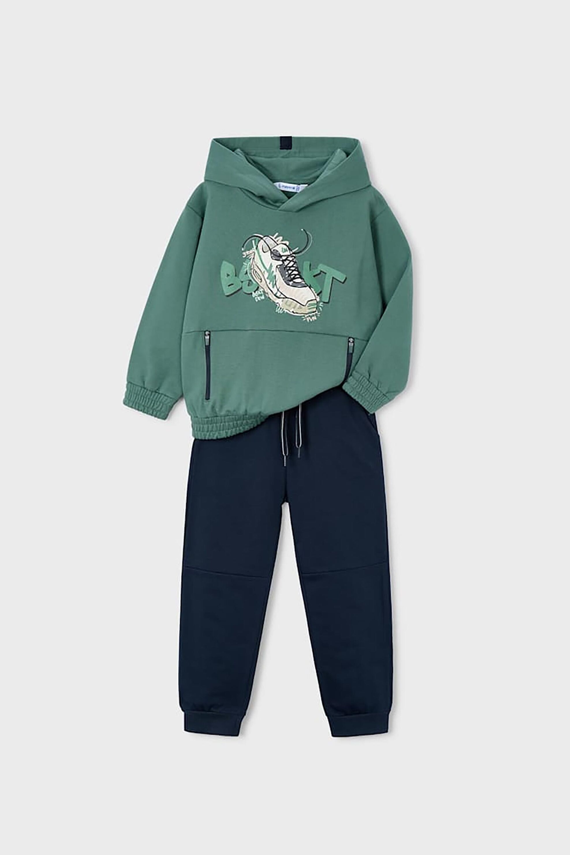 Mayoral παιδικό σετ μπλούζα φούτερ και παντελόνι φόρμας (2 τεμάχια) - 4802-W26 Πράσινο