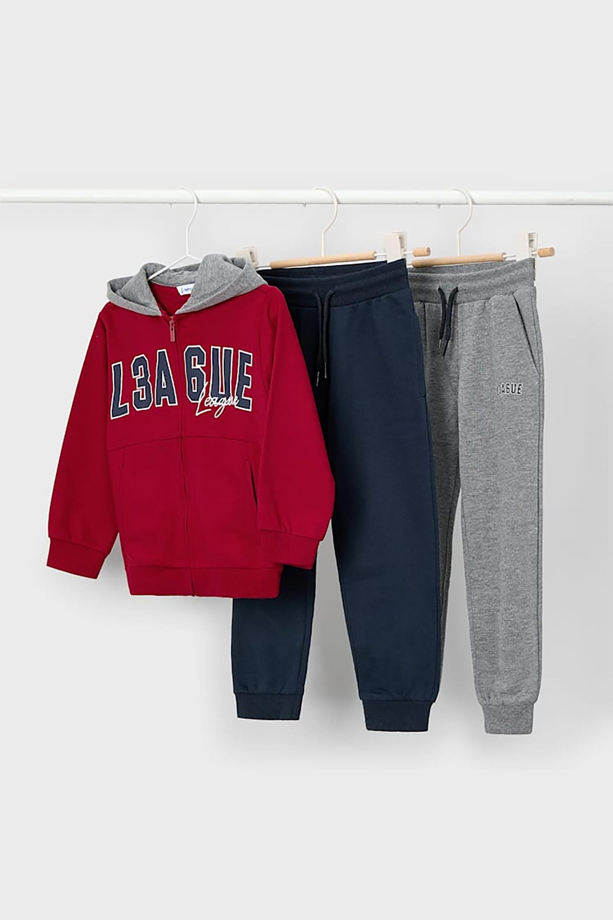 Mayoral παιδικό σετ ζακέτα φούτερ και φόρμες (3 τεμάχια) - 907-W26 Κόκκινο