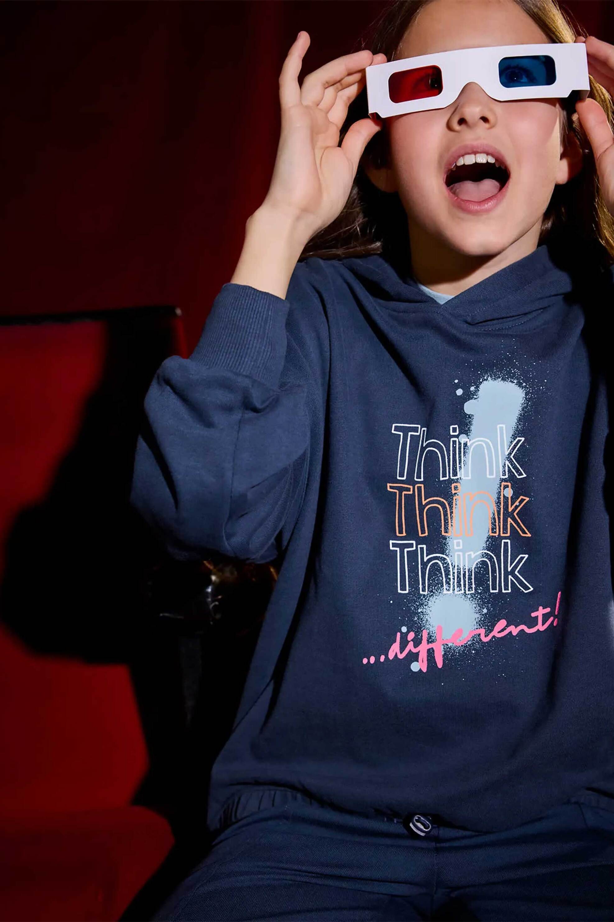 Mayoral παιδική μπλούζα φούτερ με letter print - 7425-W26 Μπλε Σκούρο