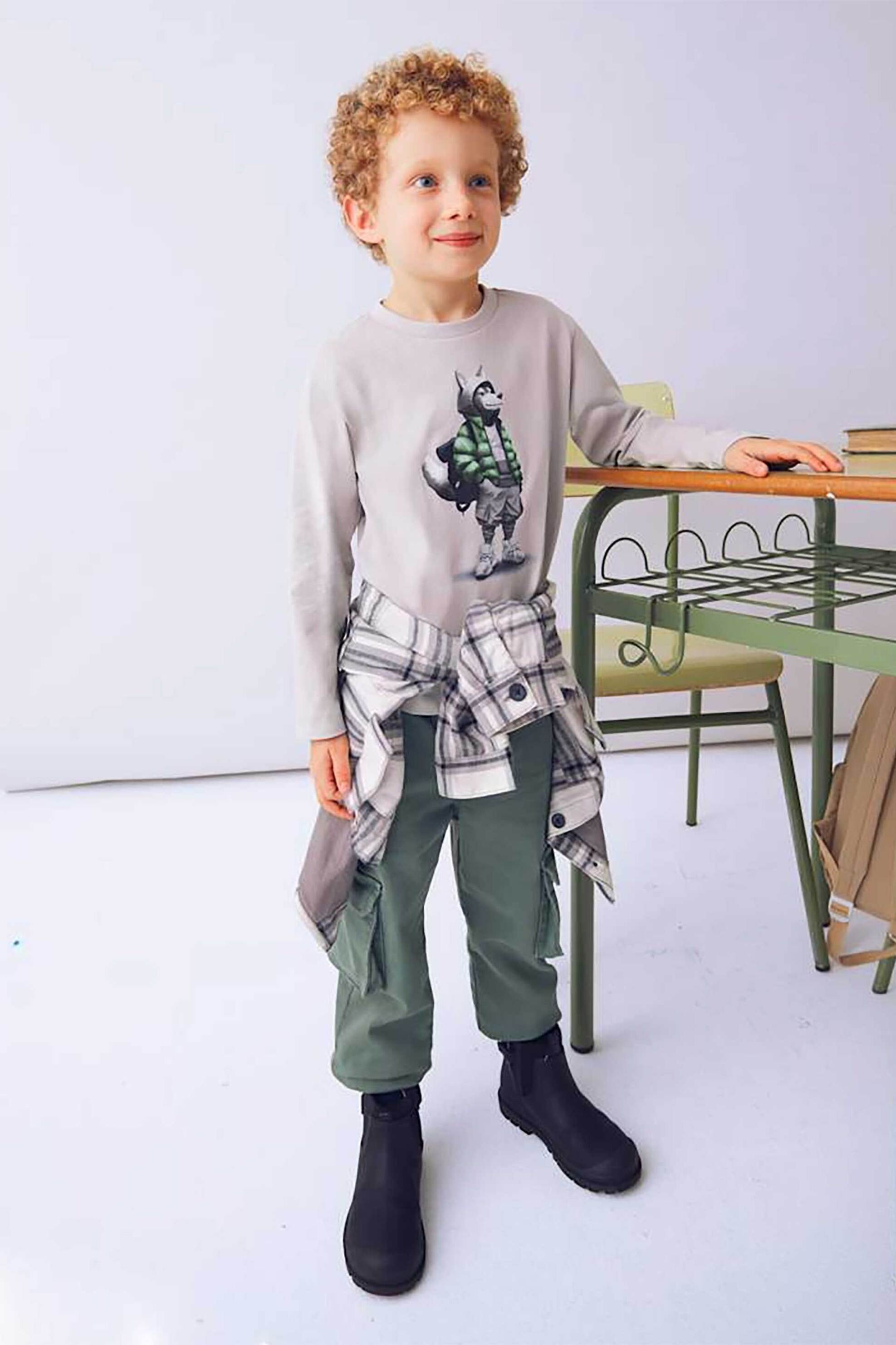 Mayoral παιδική μπλούζα με print Regular Fit - 4083-W26 Γκρι