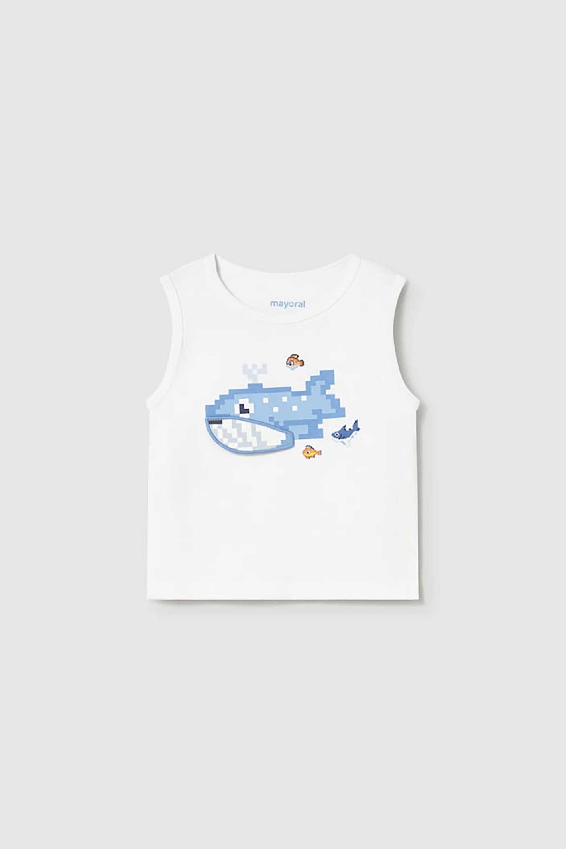 Mayoral βρεφική αμάνικη μπλούζα με print - 1018-S26 Λευκό
