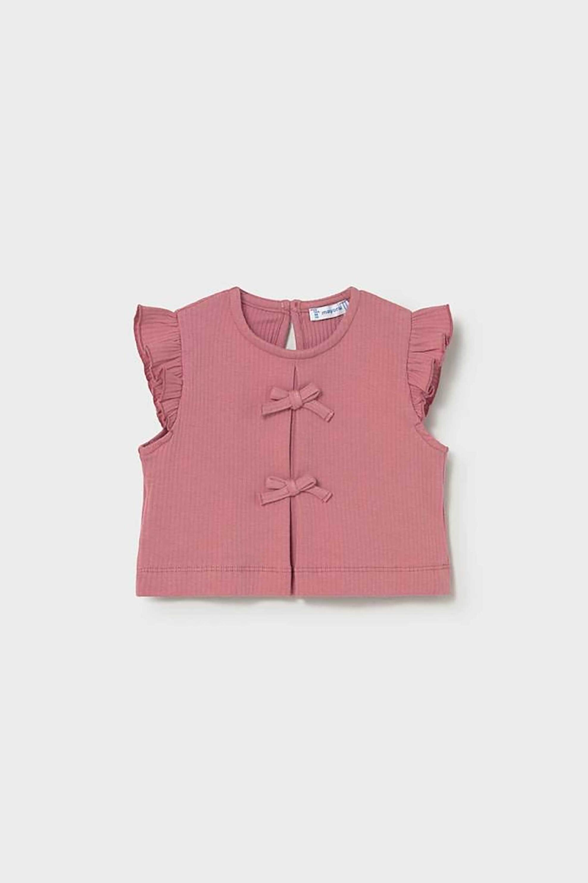 Mayoral βρεφική cropped αμάνικη μπλούζα με βολάν - 1089-S26 Ροζ