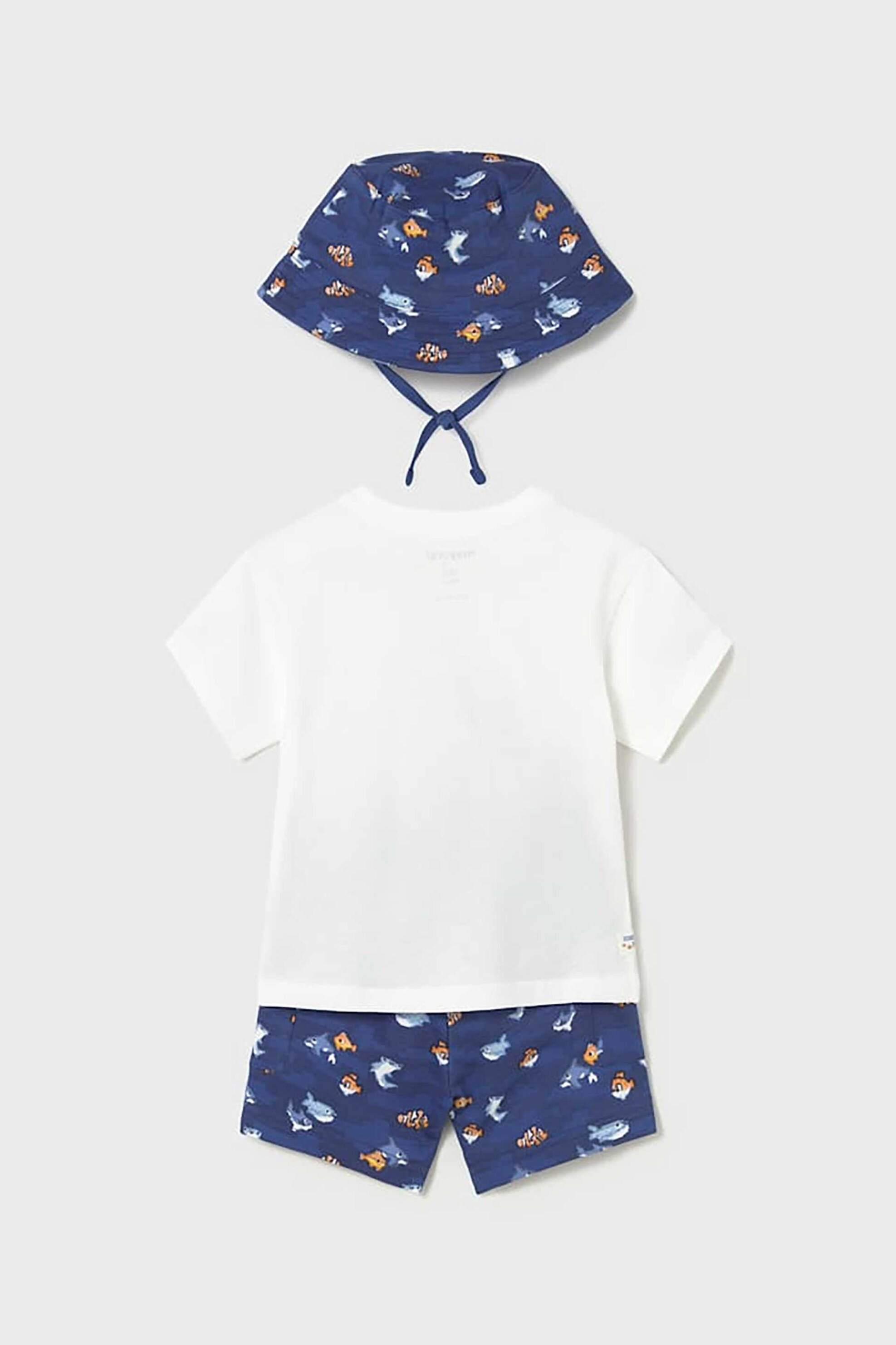 Mayoral βρεφικό σετ μαγιό, μπλούζα και καπέλο με all-over print (3 τεμάχια) - 1667-S26 Μπλε φωτογραφία