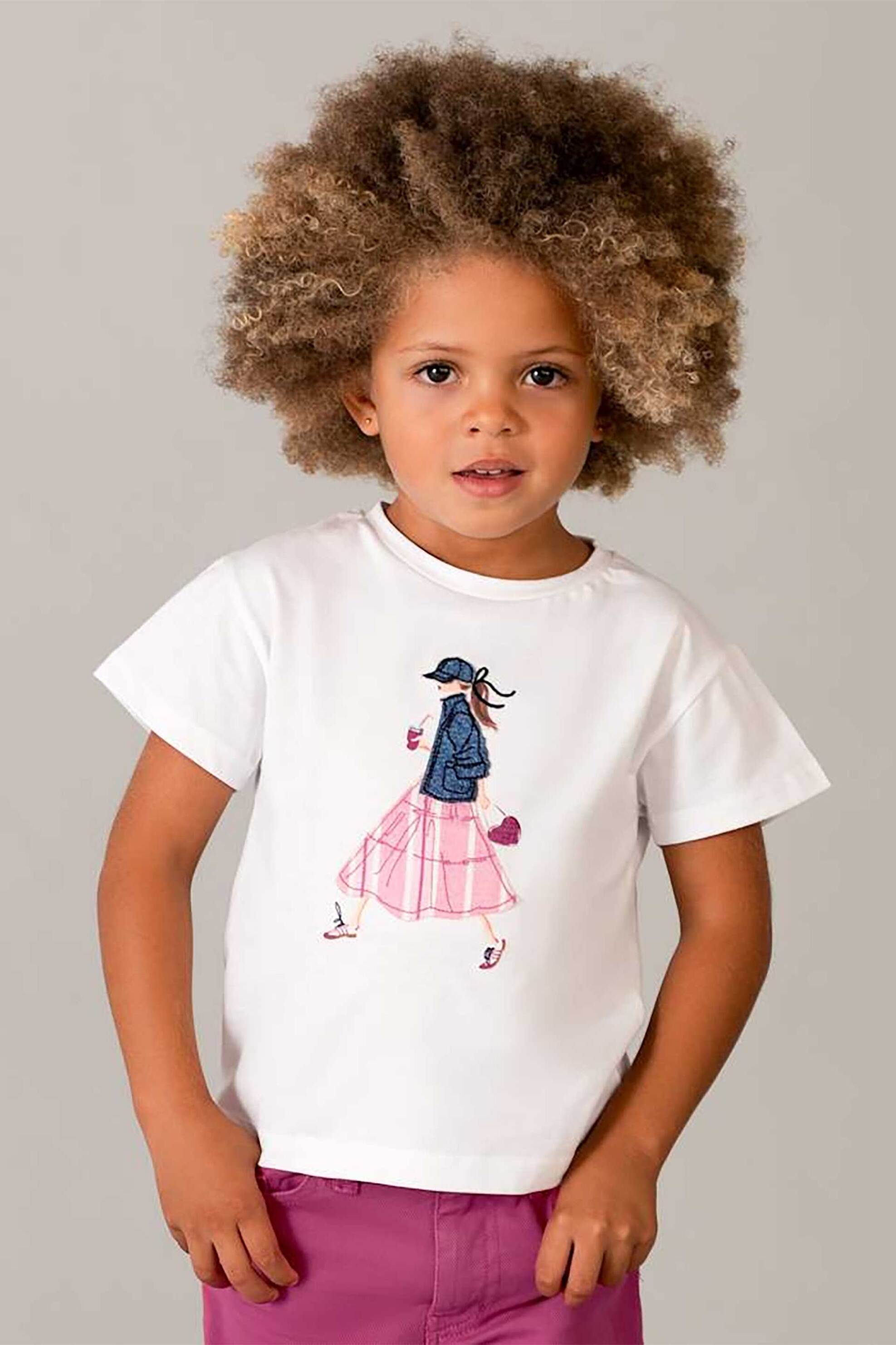 Mayoral παιδική μπλούζα με print - 3011-S26 Λευκό