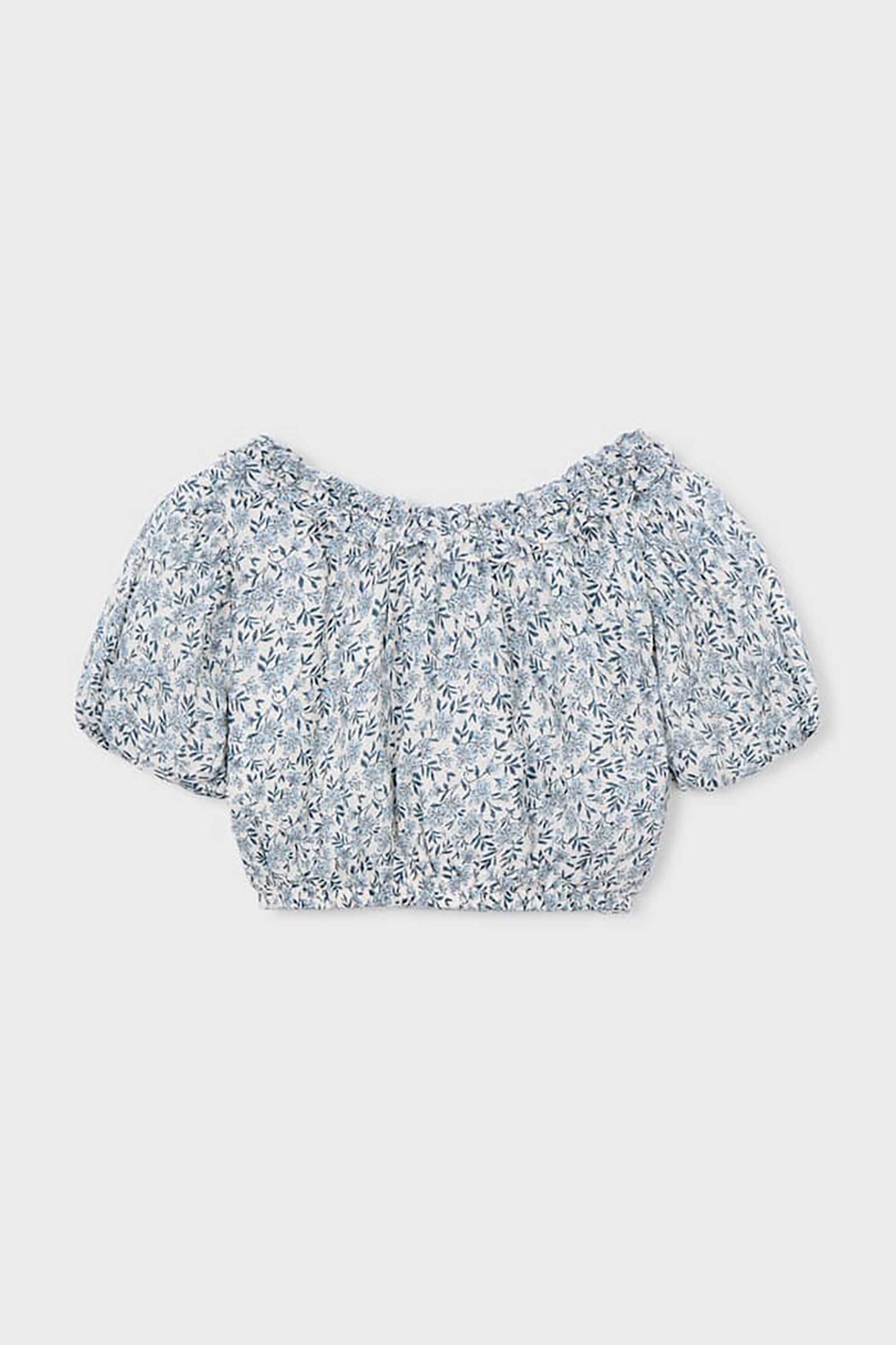 Mayoral Παιδική Cropped Μπλούζα με All-Over Print - 3026-S26 Γαλάζιο