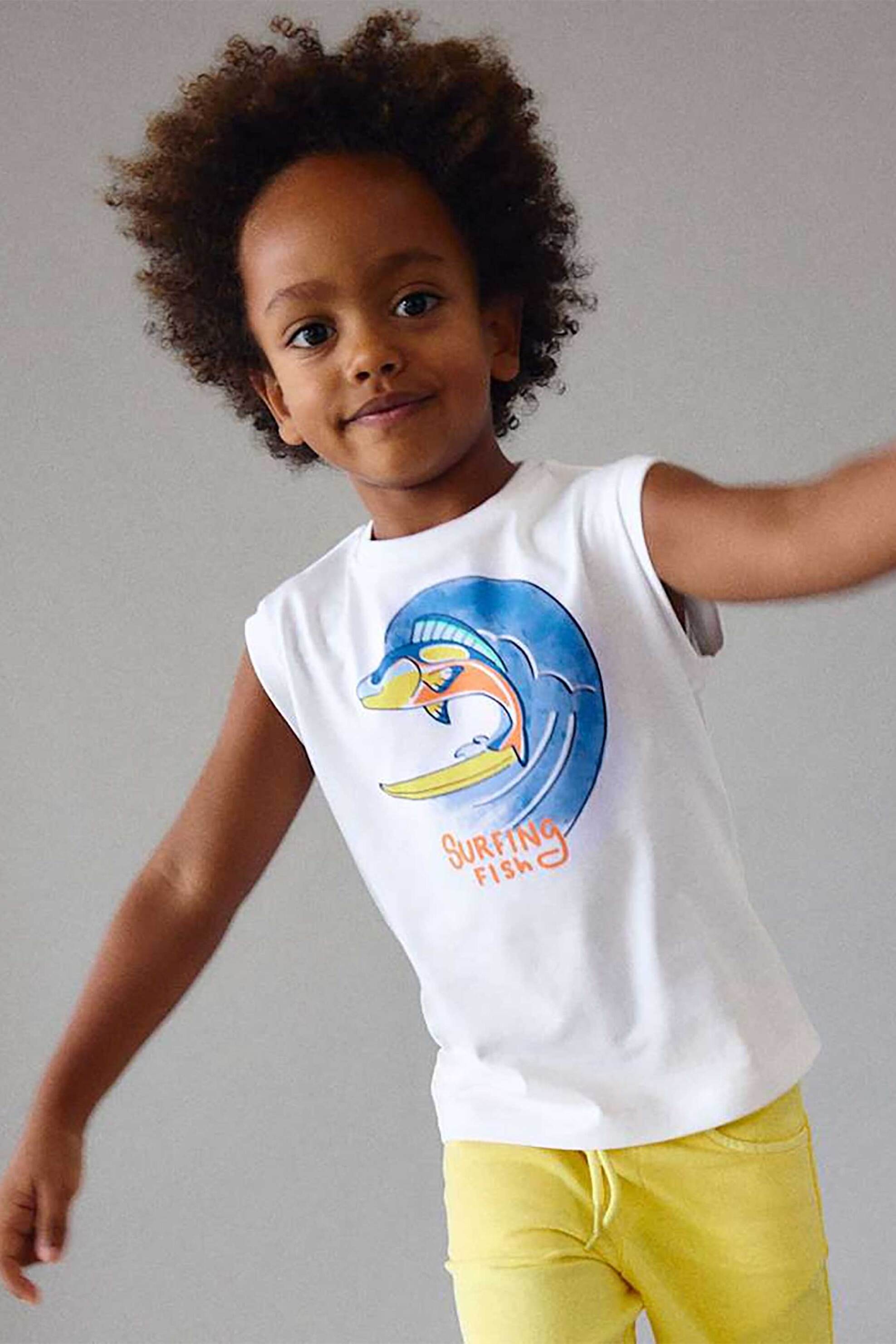 Mayoral παιδική αμάνικη μπλούζα με print - 3085-S26 Λευκό