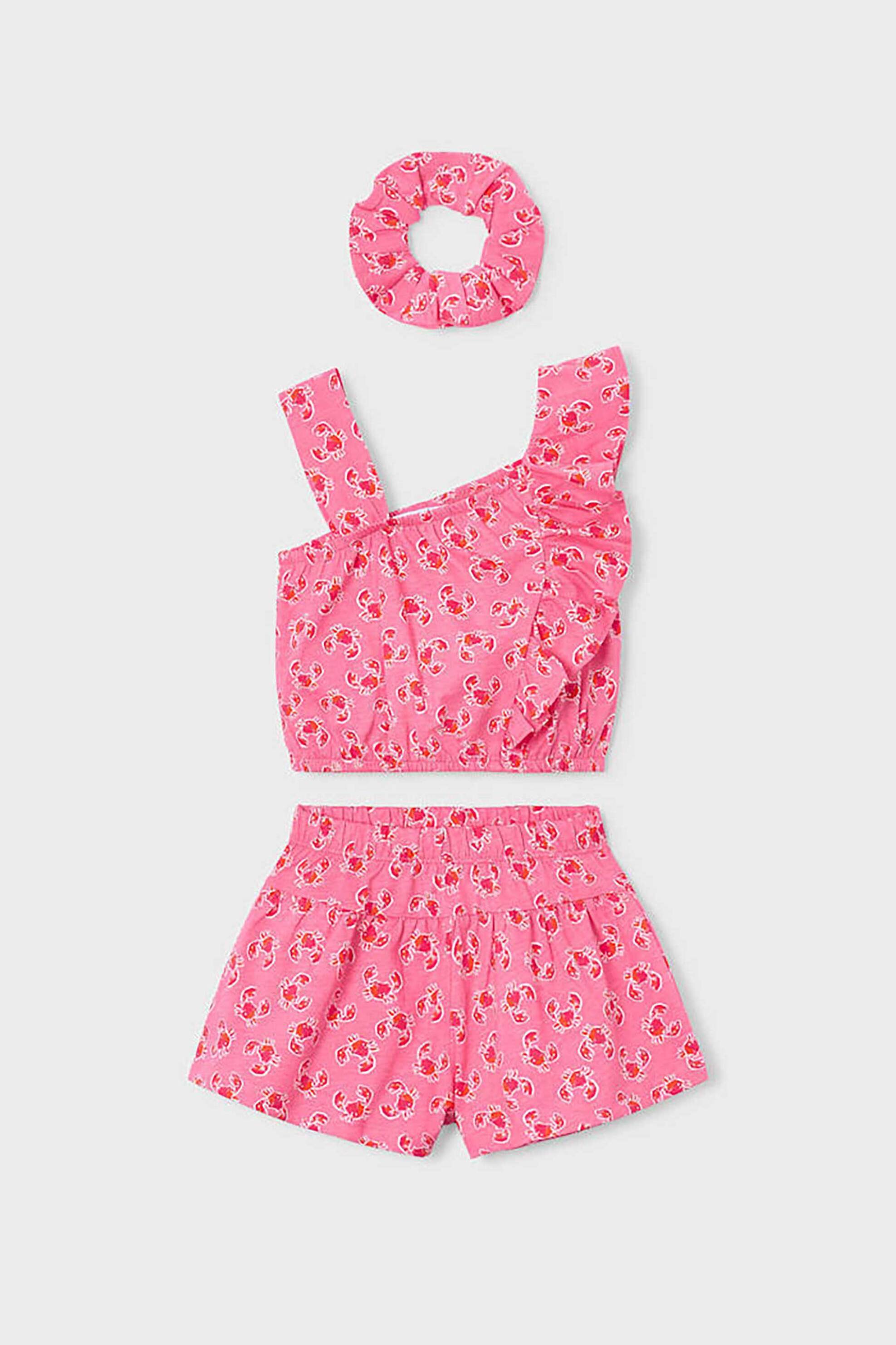 Mayoral παιδικό σετ αμάνικη μπλούζα, σορτς και scrunchie (3 τεμάχια) - 3233-S26 Ροζ