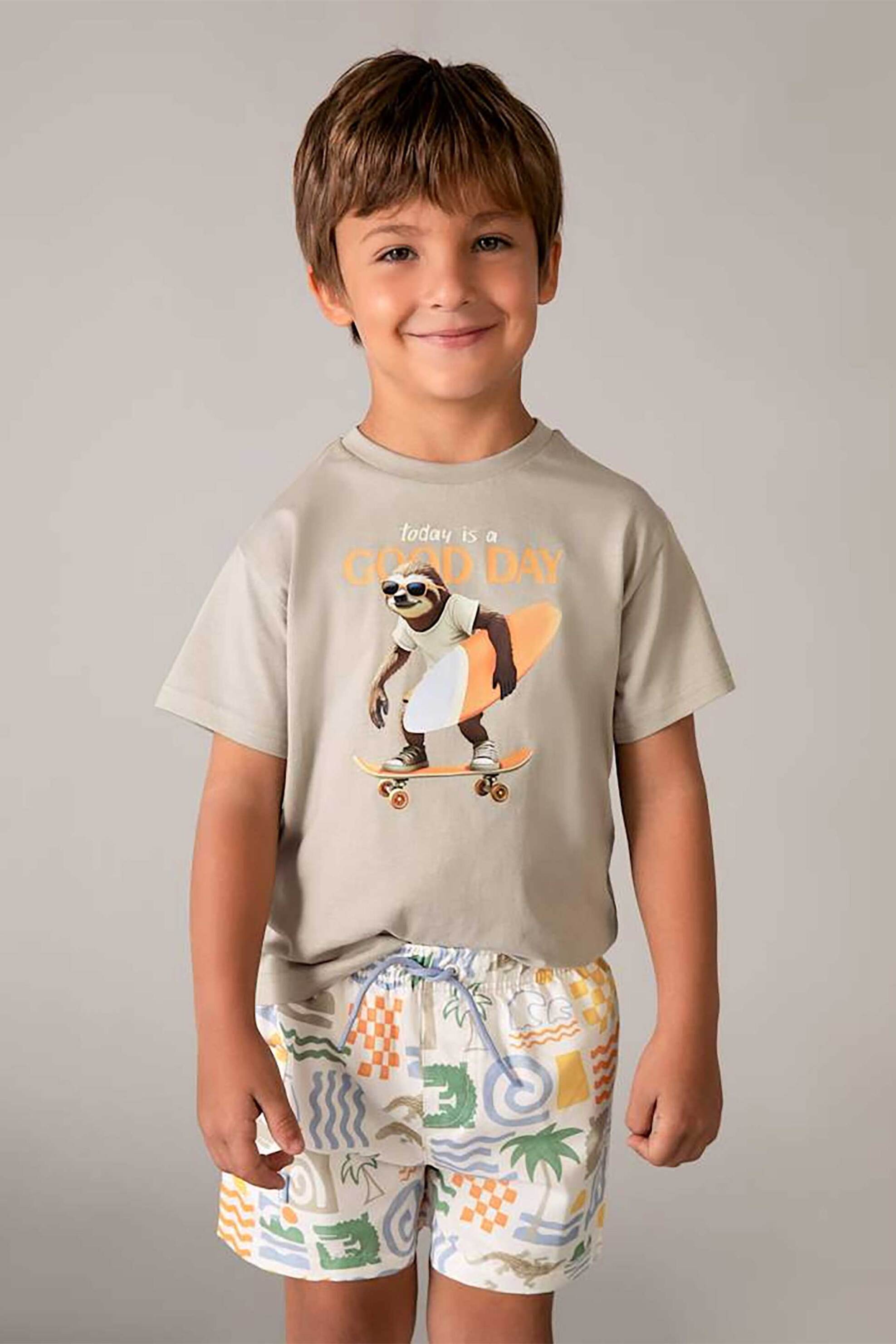 Mayoral παιδικό μαγιό βερμούδα με all-over print - 3612-S26 Κρέμ