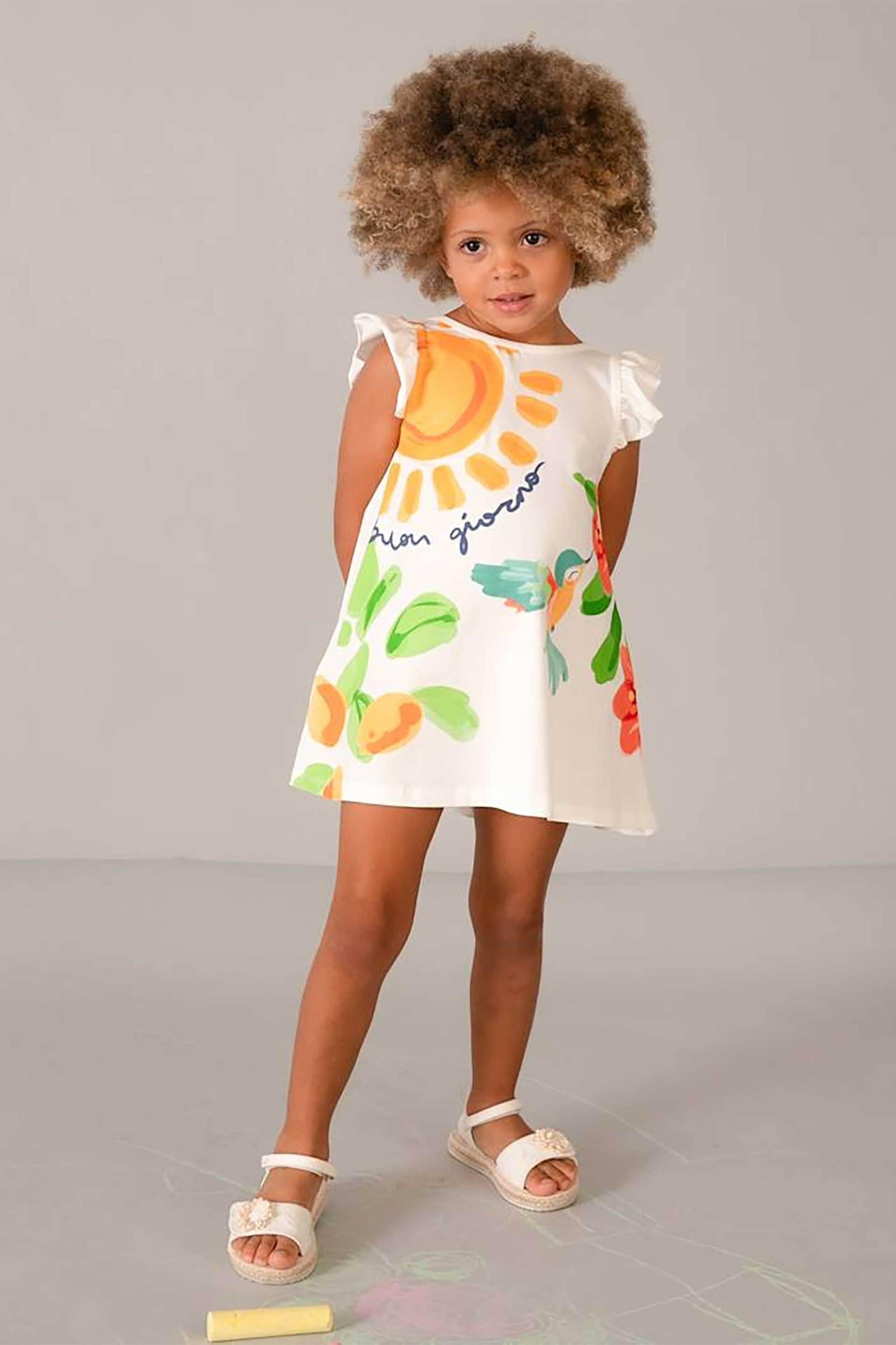 Mayoral παιδικό φόρεμα αμάνικο με print - 3934-S26 Εκρού