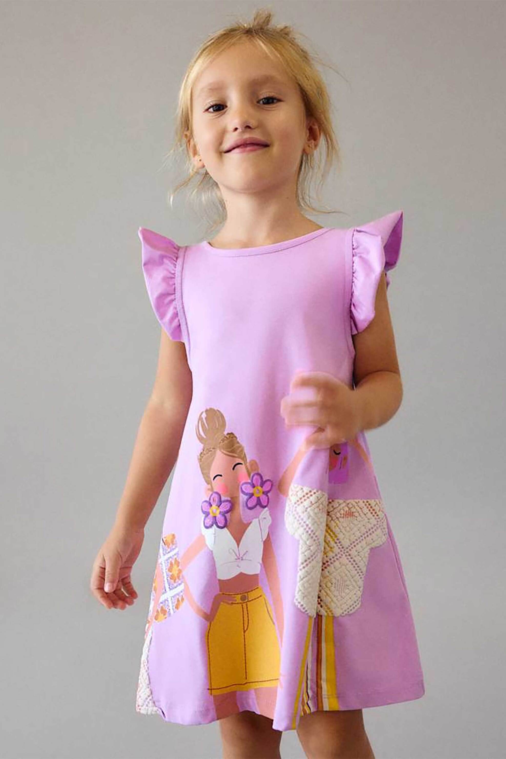 Mayoral παιδικό φόρεμα αμάνικο με print - 3934-S26 Λιλά