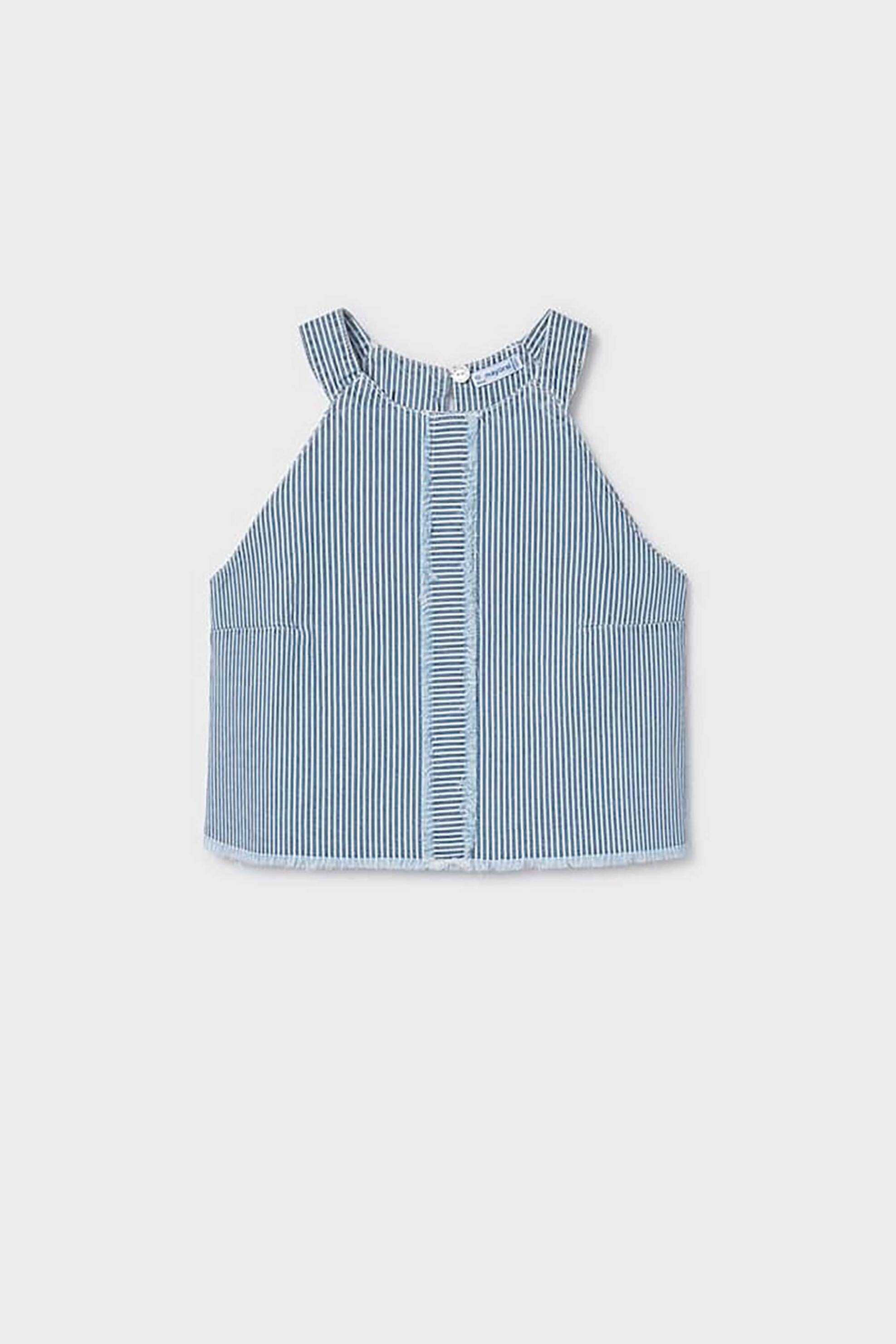 Mayoral παιδική cropped αμάνικη μπλούζα με ριγέ σχέδιο - 6025-S26 Μπλε