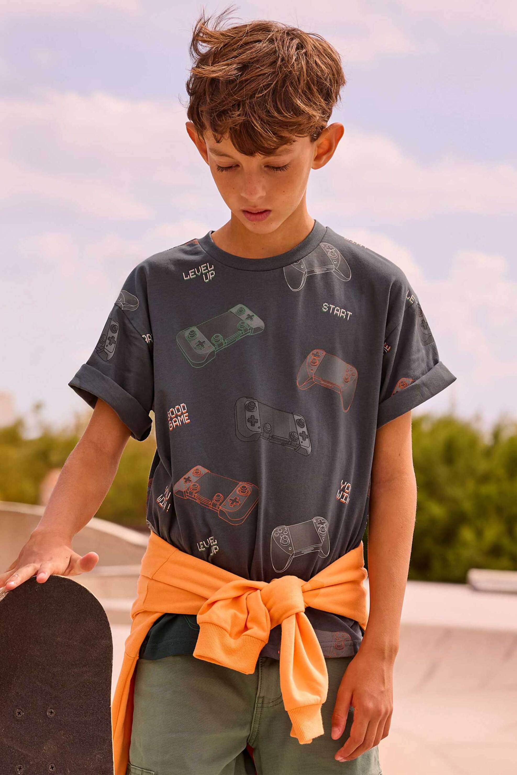 Mayoral παιδική μπλούζα με all-over print - 6038-S26 Γκρι