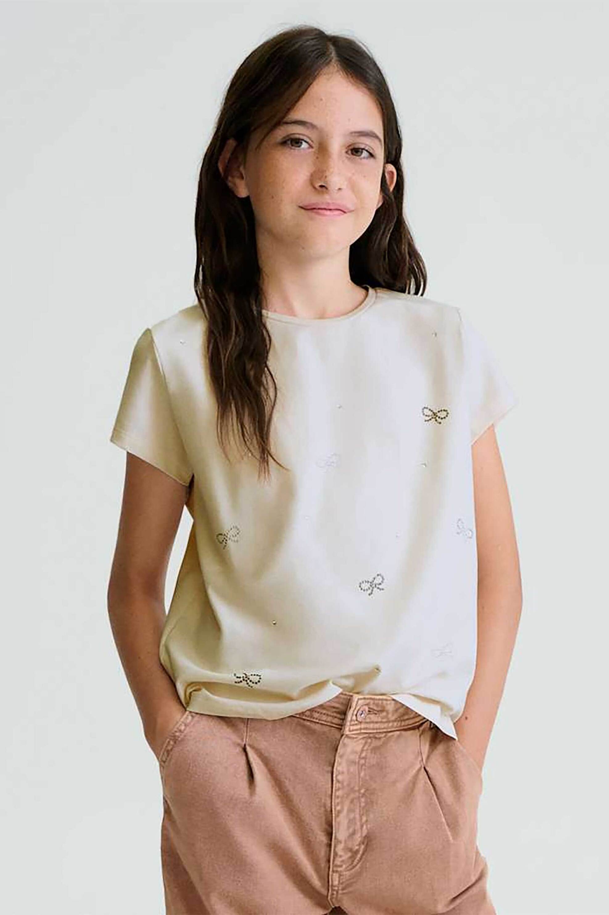 Mayoral παιδική μπλούζα με all-over print - 854-S26 Μπεζ