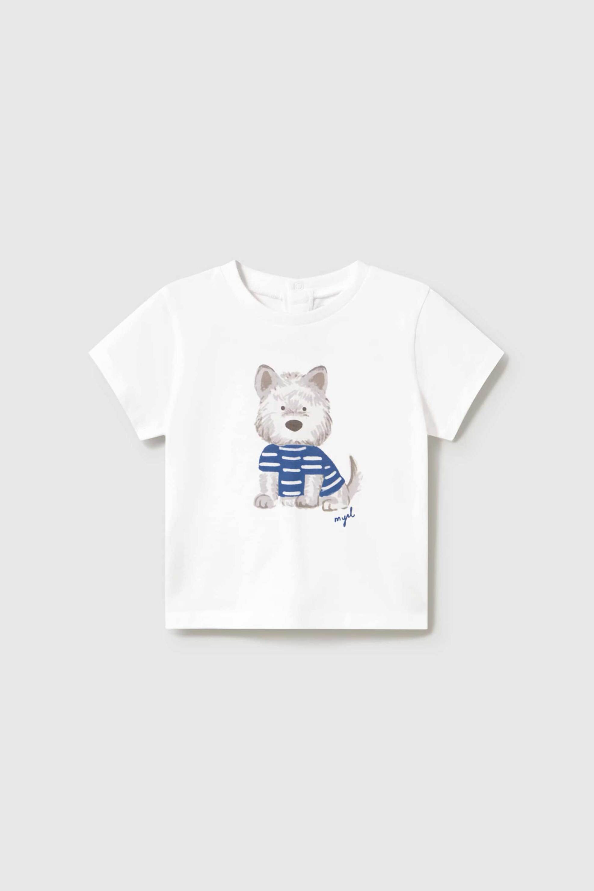 Mayoral βρεφικό T-shirt με print Regular Fit - 1001-S26 Λευκό