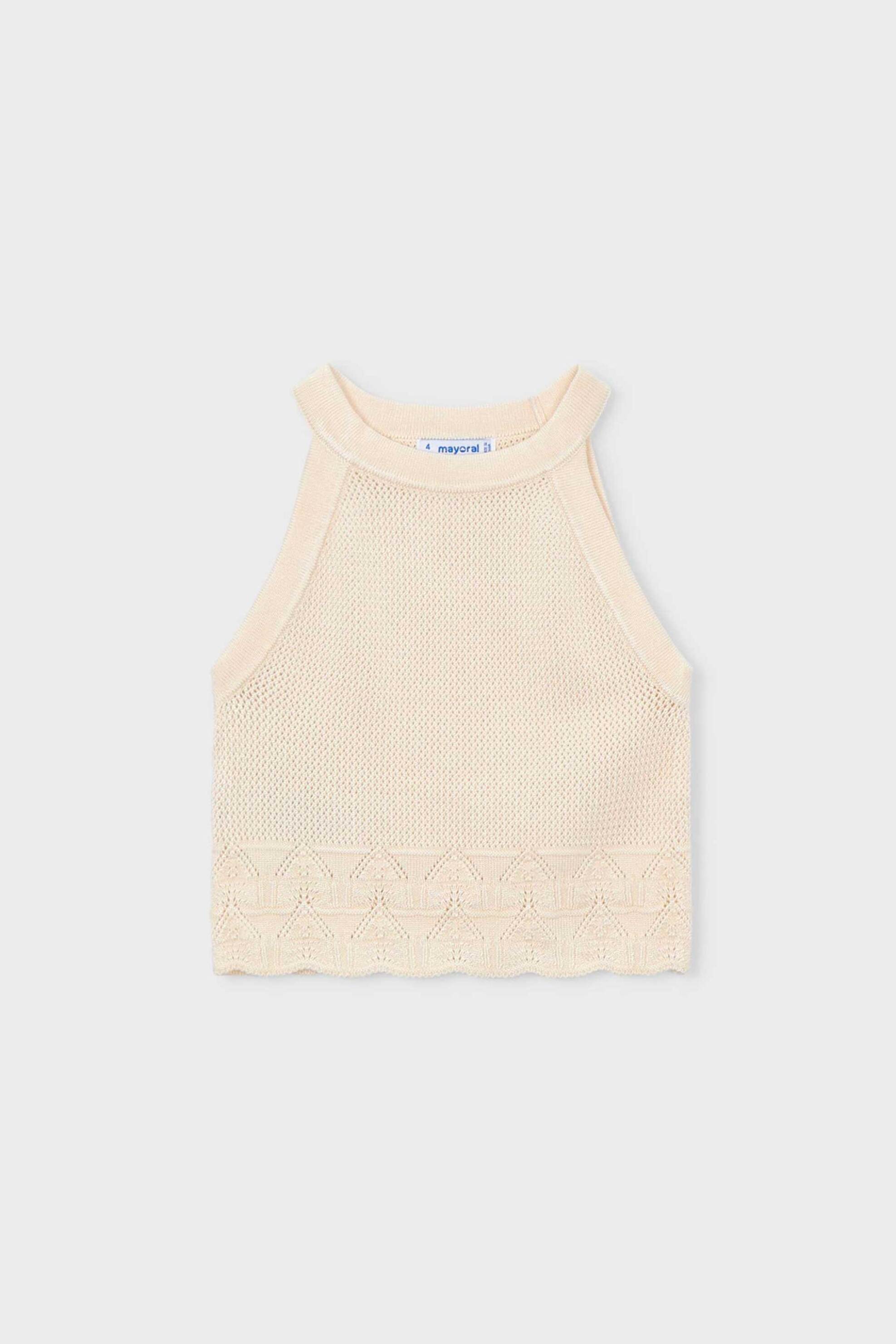 Mayoral παιδικό αμάνικο τοπ με πλεκτό σχέδιο Regular Fit - 3027-S26 Μπεζ