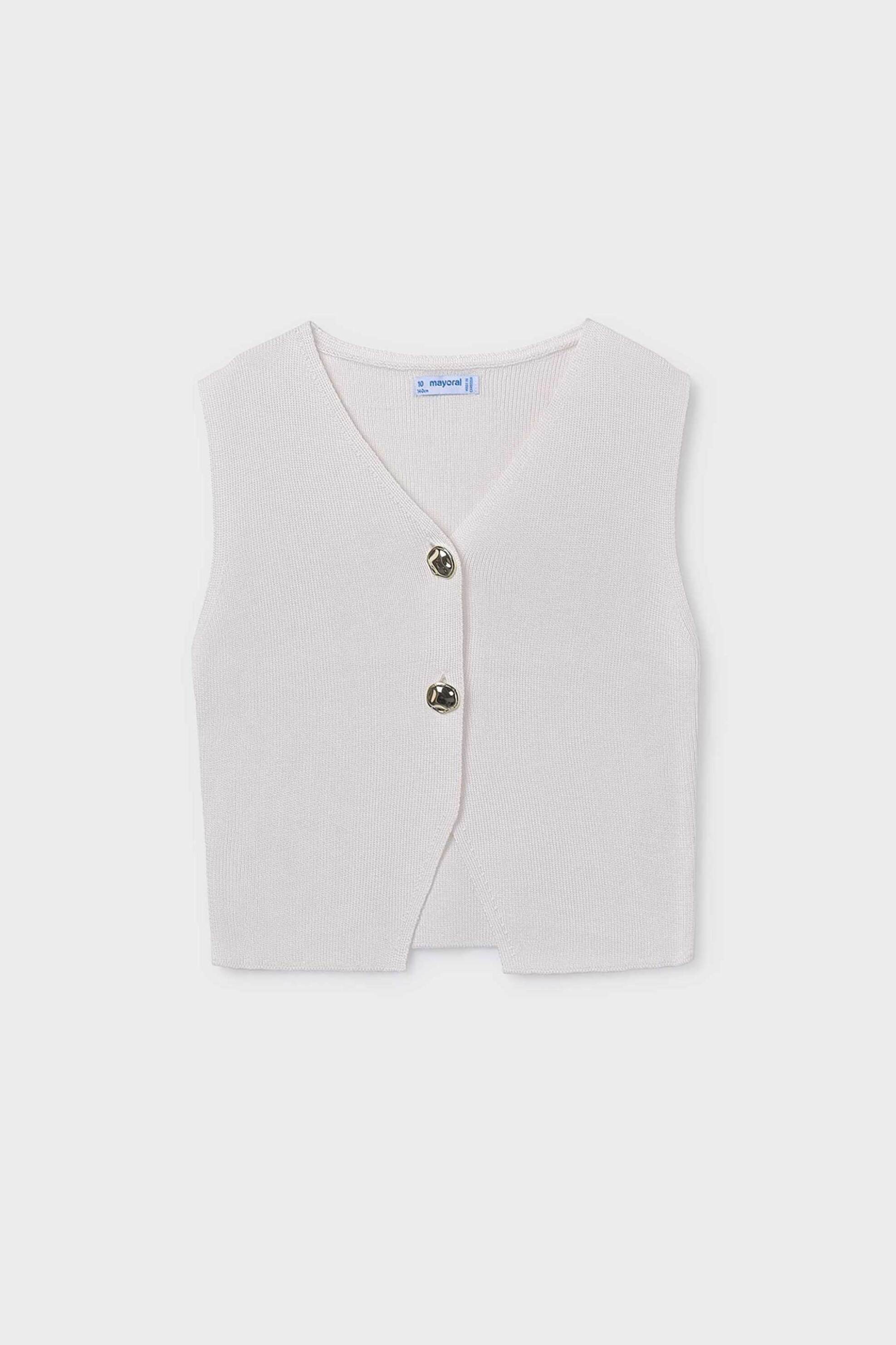 Mayoral παιδικό αμάνικο τοπ με πλεκτό σχέδιο Cropped - 6020-S26 Μπεζ