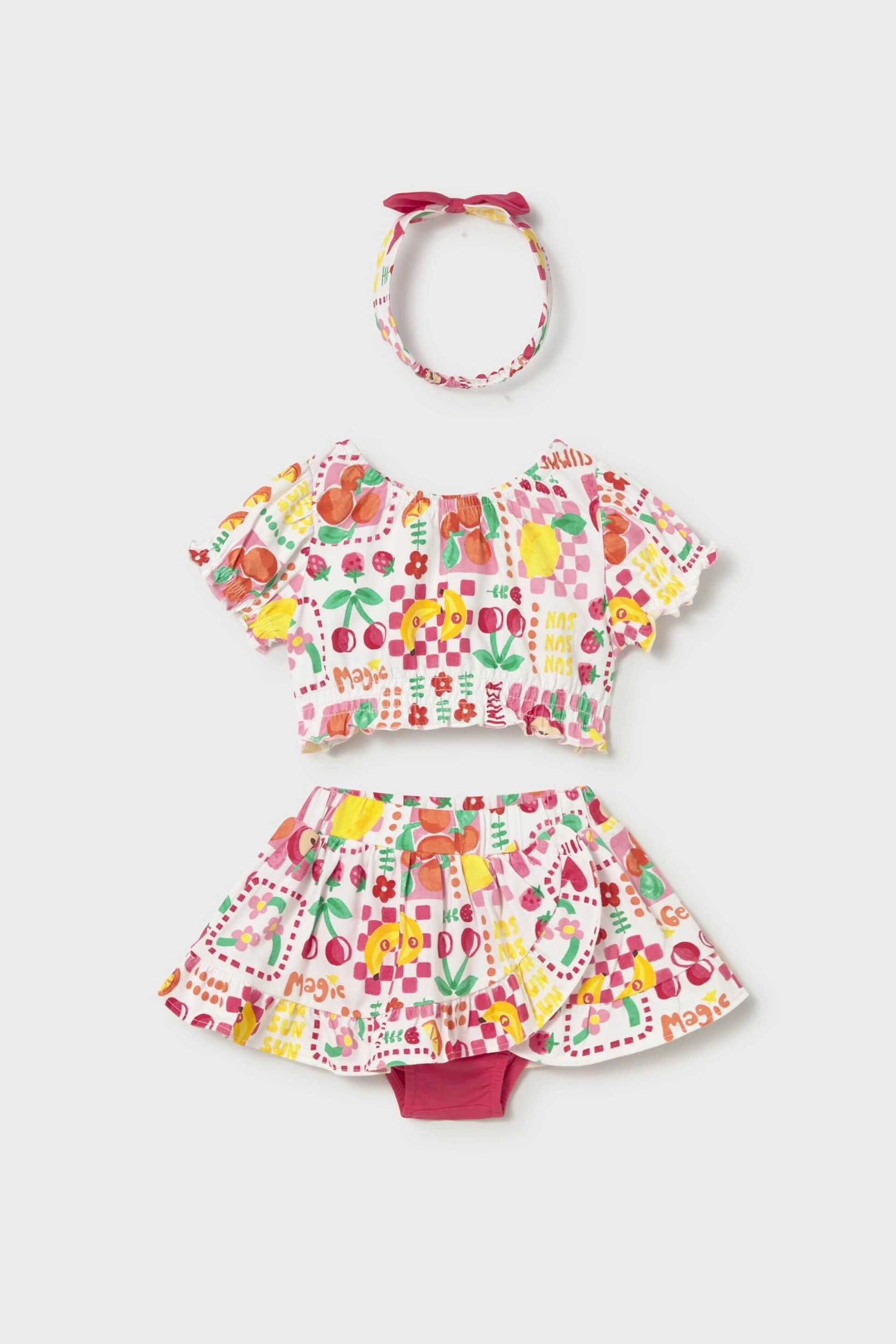 Mayoral βρεφικό σετ μπλούζα, φούστα και κορδέλα (3 τεμάχια) - 1934-S26 Κόκκινο