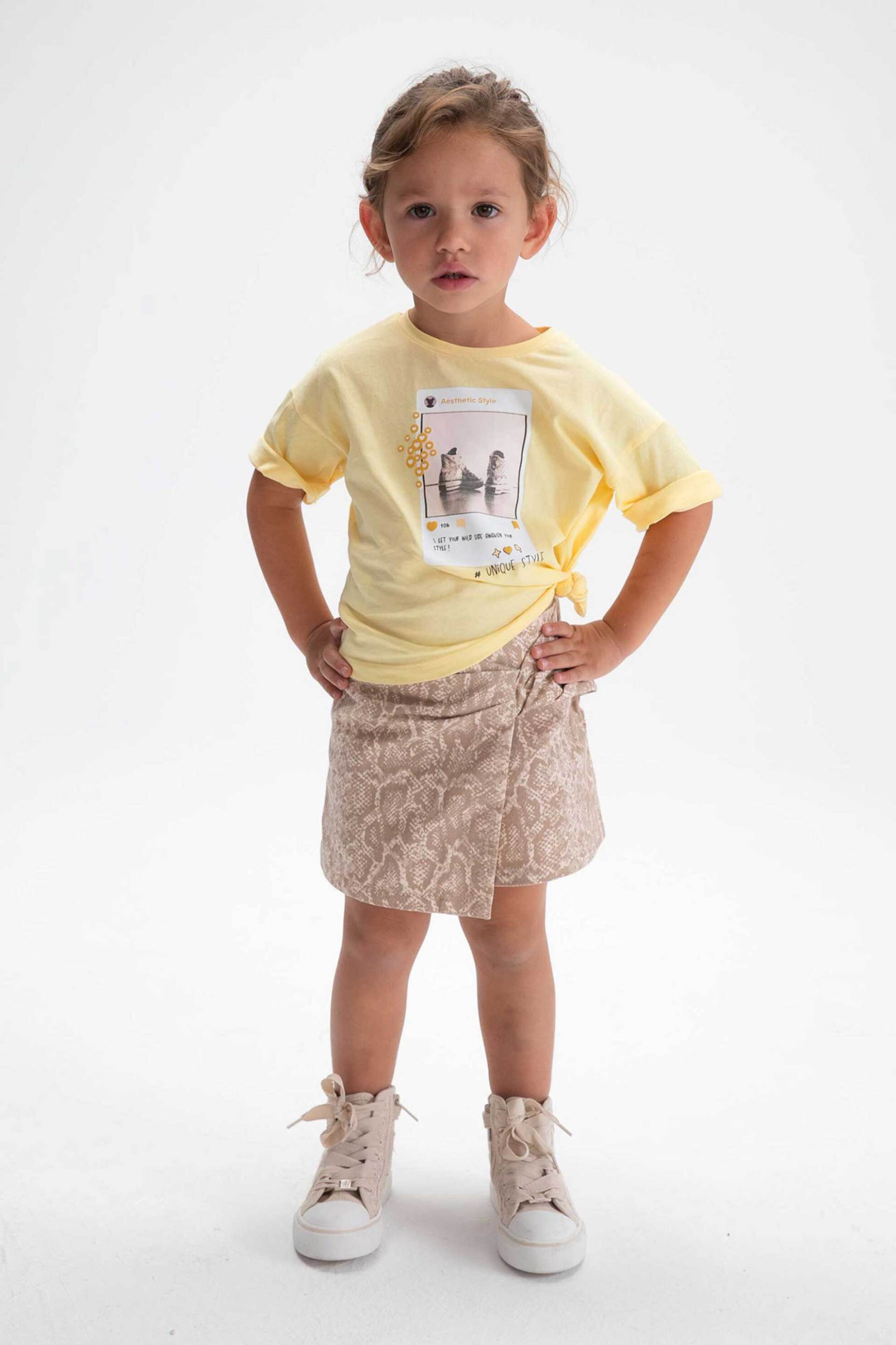 Mayoral παιδικό T-shirt με print Regular Fit - 3016-S26 Κίτρινο