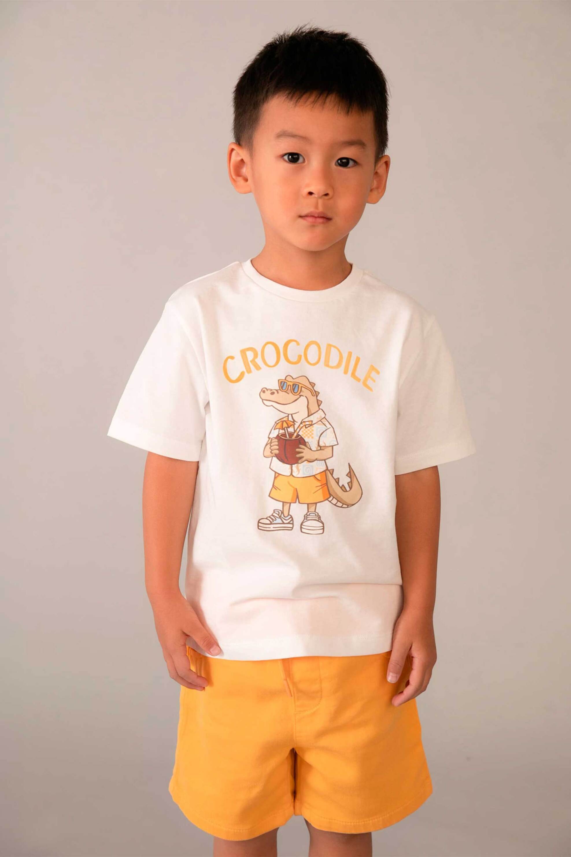 Mayoral παιδικό T-shirt με print Regular Fit - 3062-S26 Κρέμ