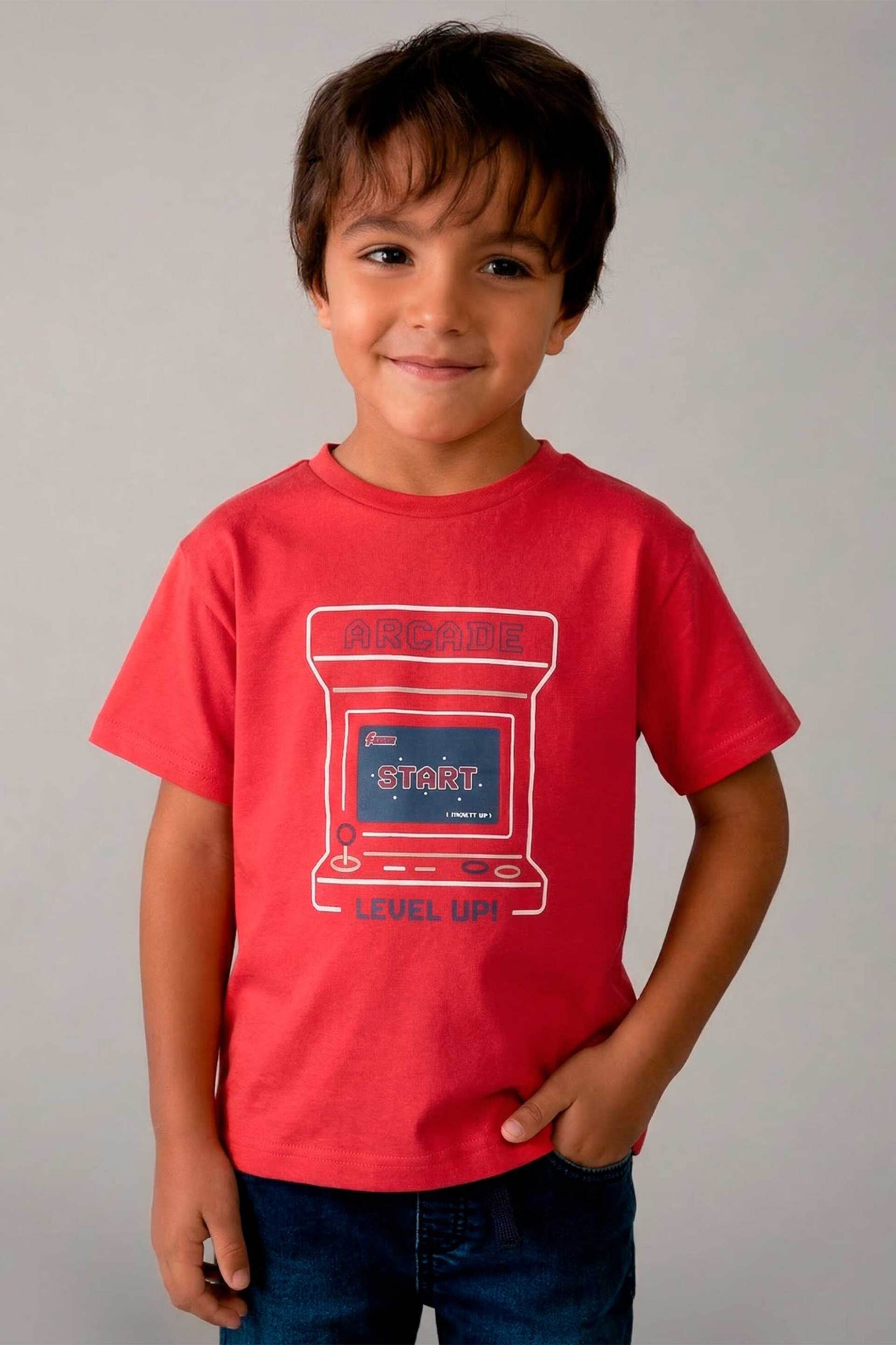 Mayoral παιδικό σετ T-shirt με print Regular Fit (2 τεμάχια) - 3063-S26 Κόκκινο