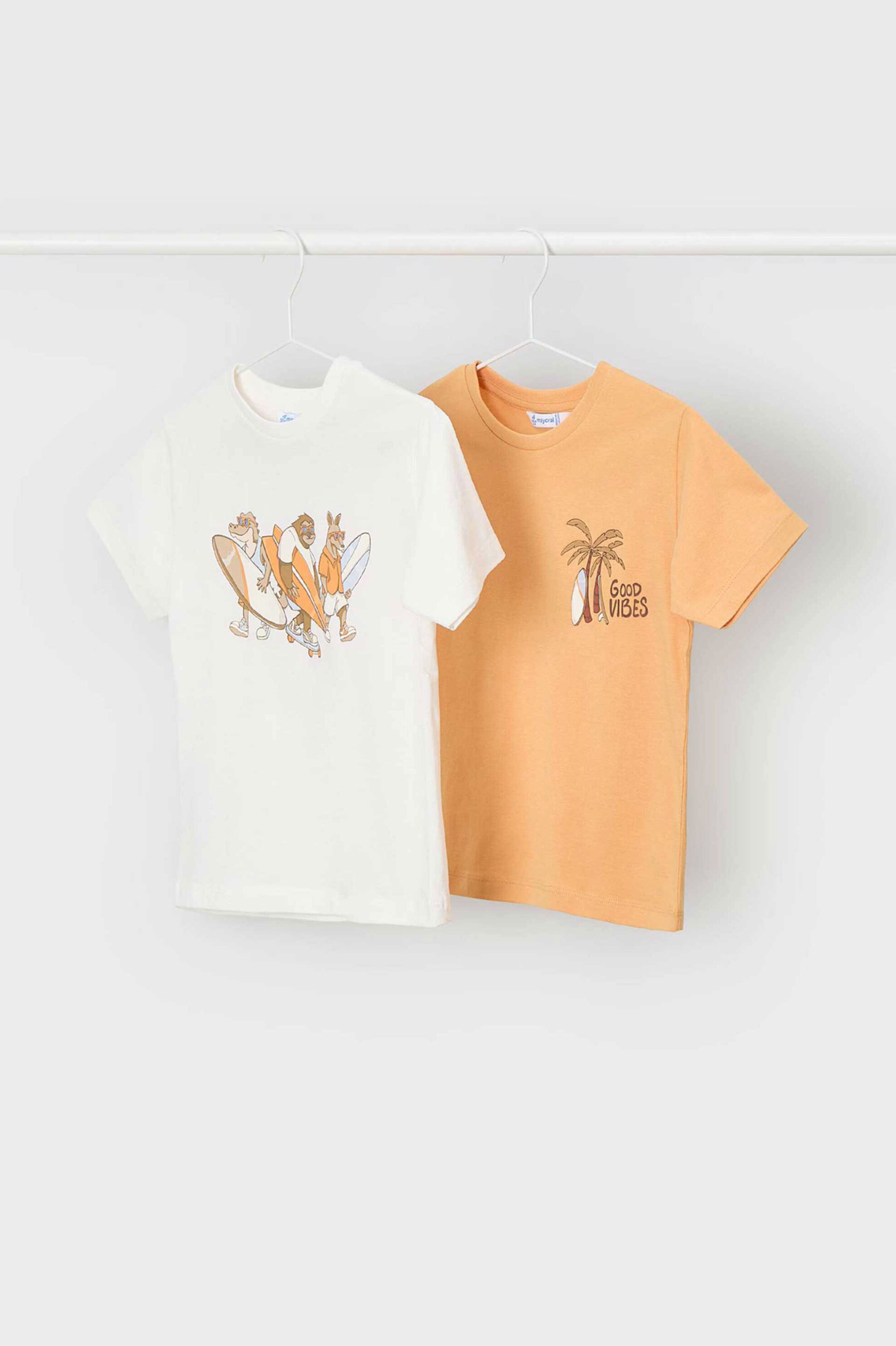 Mayoral παιδικό σετ T-shirt με print Regular Fit (2 τεμάχια) - 3063-S26 Ροδακινί