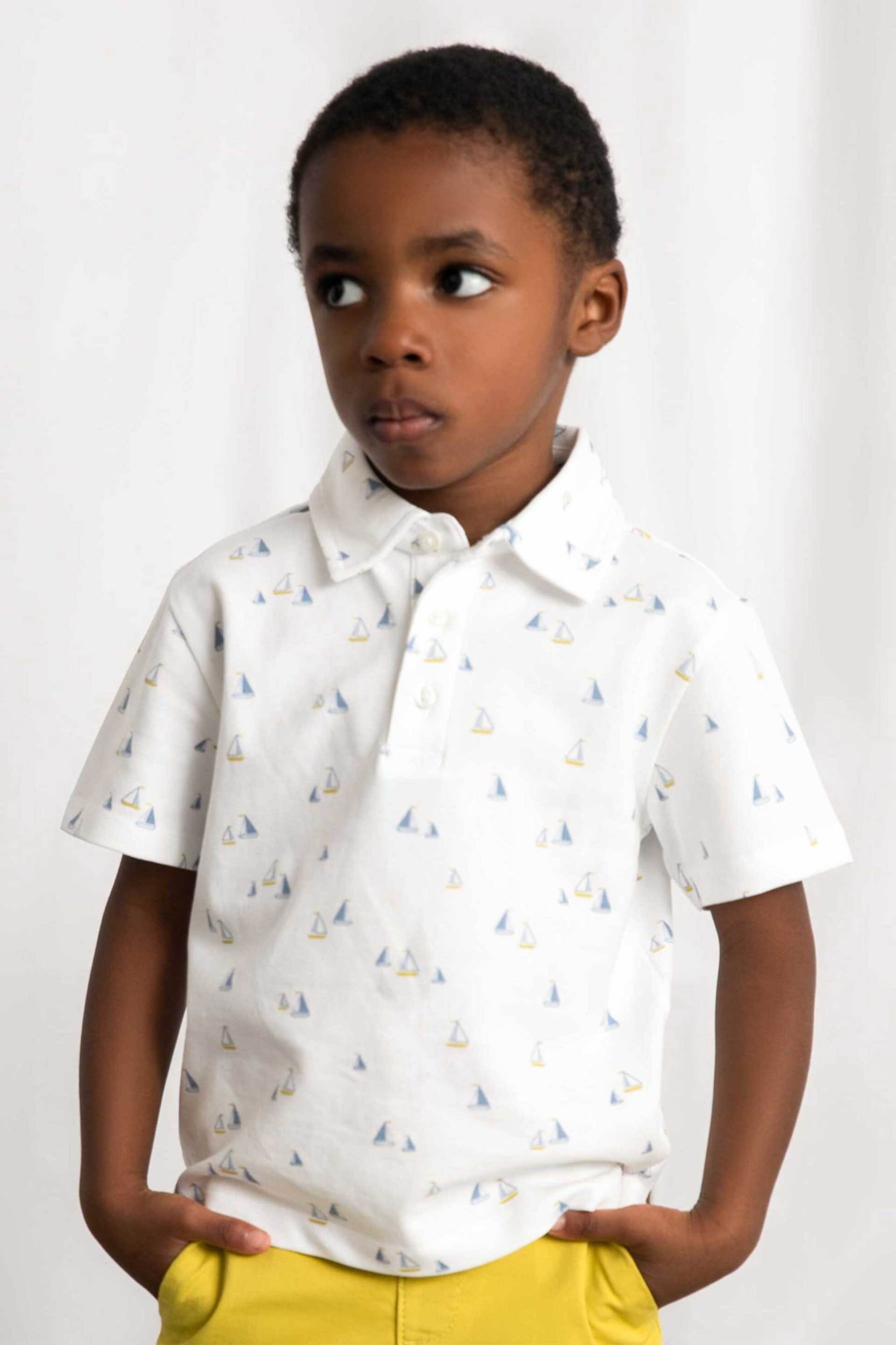 Mayoral παιδική μπλούζα πόλο με all-over print - 3101-S26 Λευκό