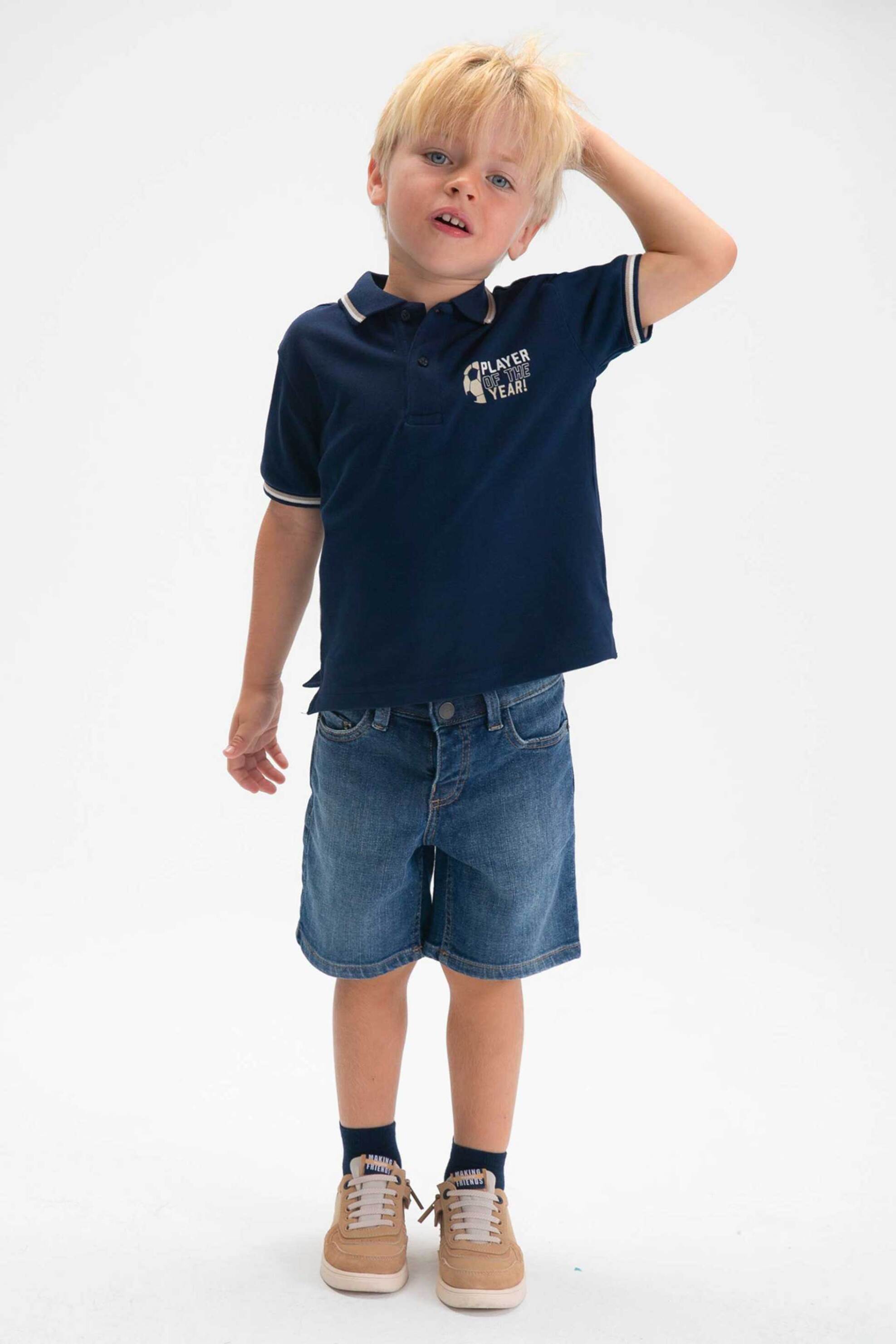 Mayoral παιδική μπλούζα πόλο με print Regular Fit - 3108-S26 Μπλε Σκούρο