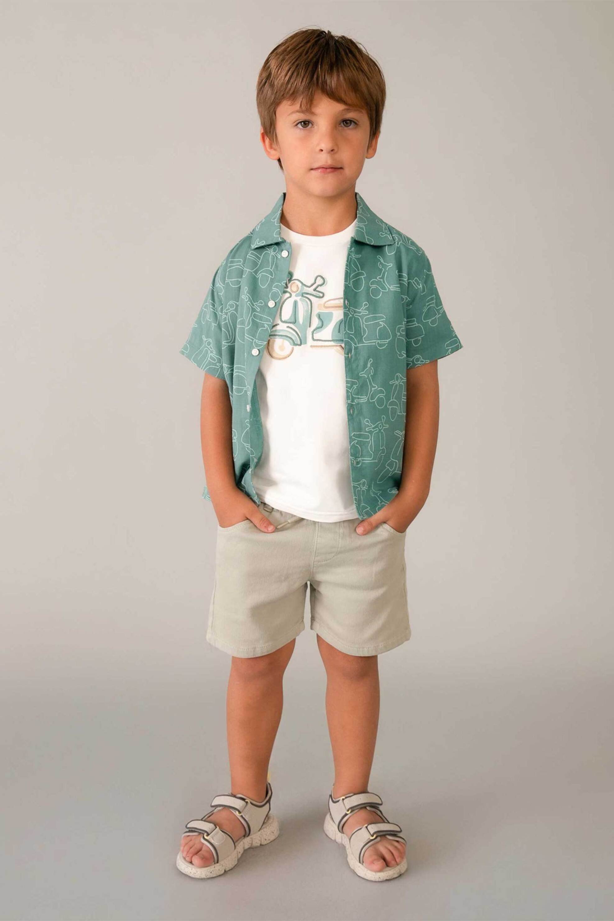 Mayoral παιδικό πουκάμισο με all-over print - 3115-S26 Πράσινο Φυστικί