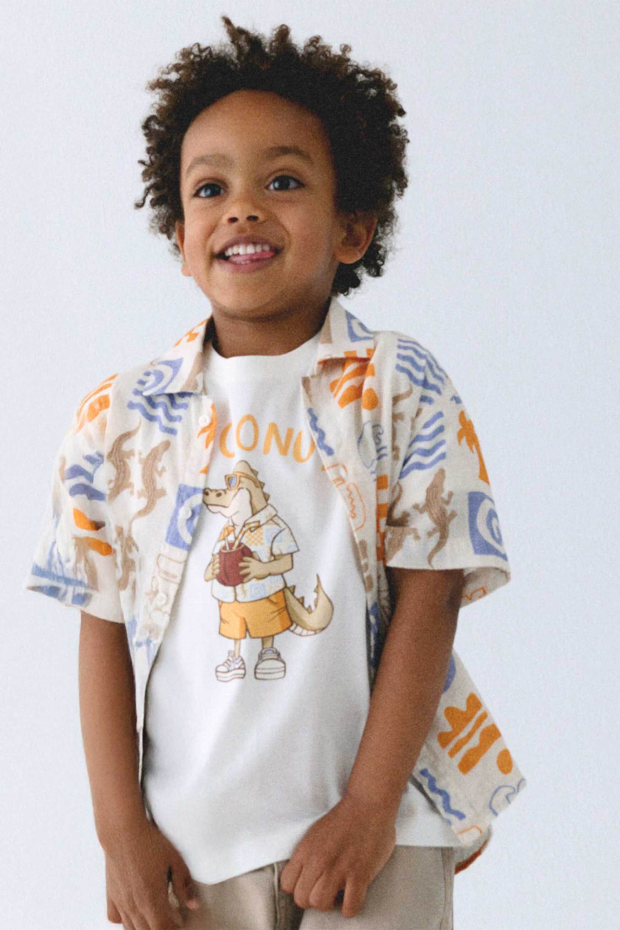 Mayoral παιδικό πουκάμισο με all-over print - 3115-S26 Κοραλί