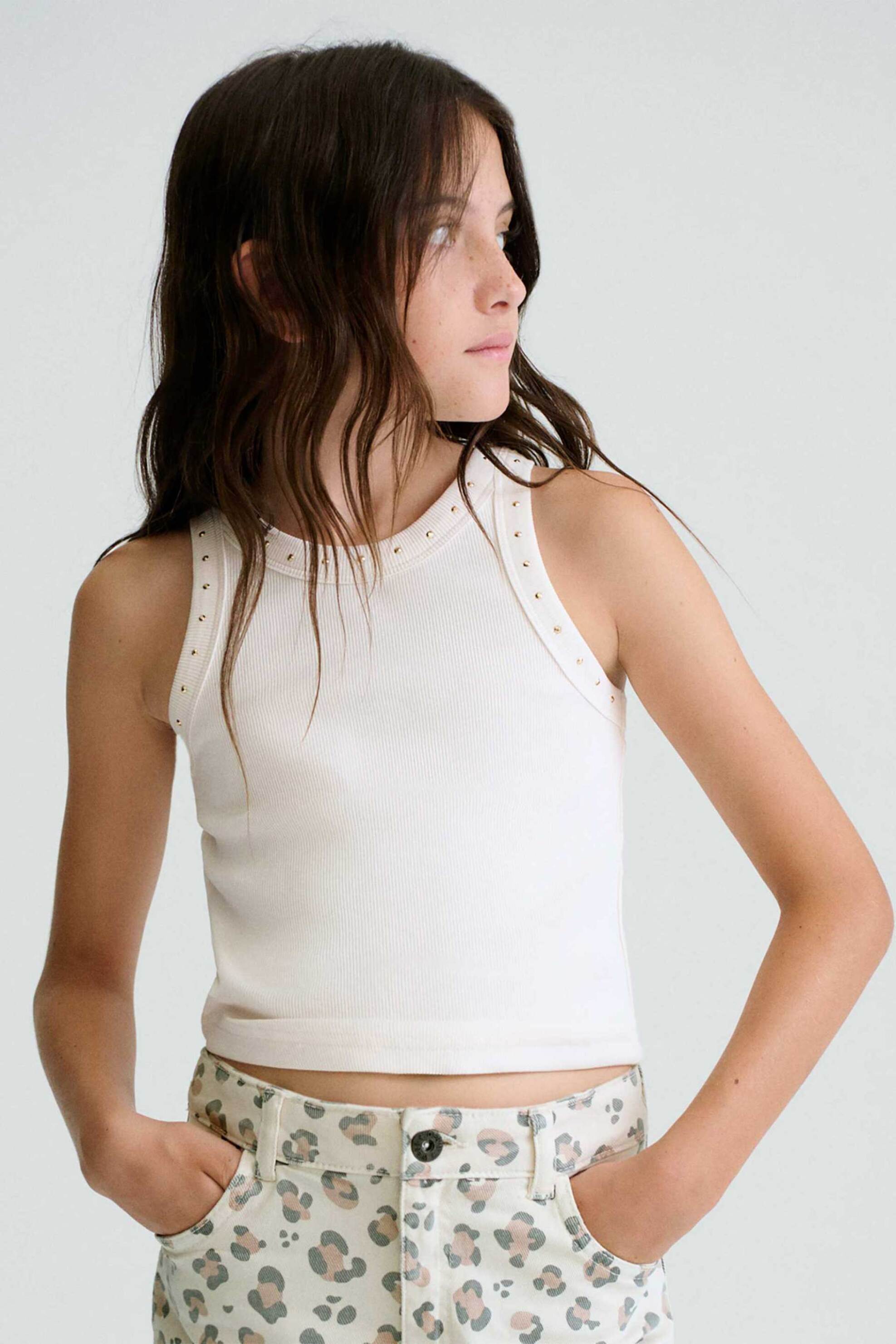 Mayoral παιδικό αμάνικο τοπ με στρας Regular Fit - 6013-S26 Μπεζ