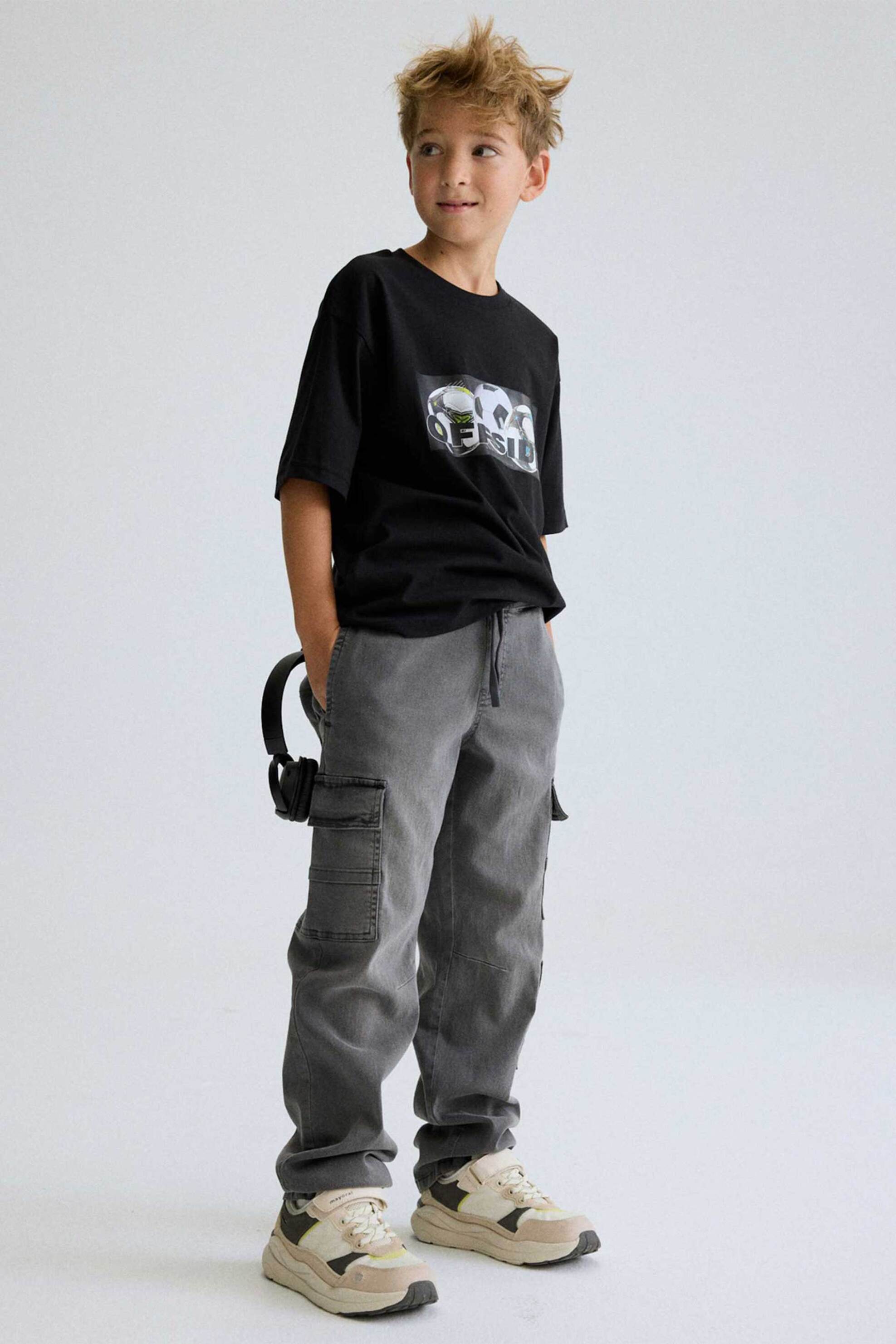 Mayoral παιδικό T-shirt με print Regular Fit - 6033-S26 Μαύρο