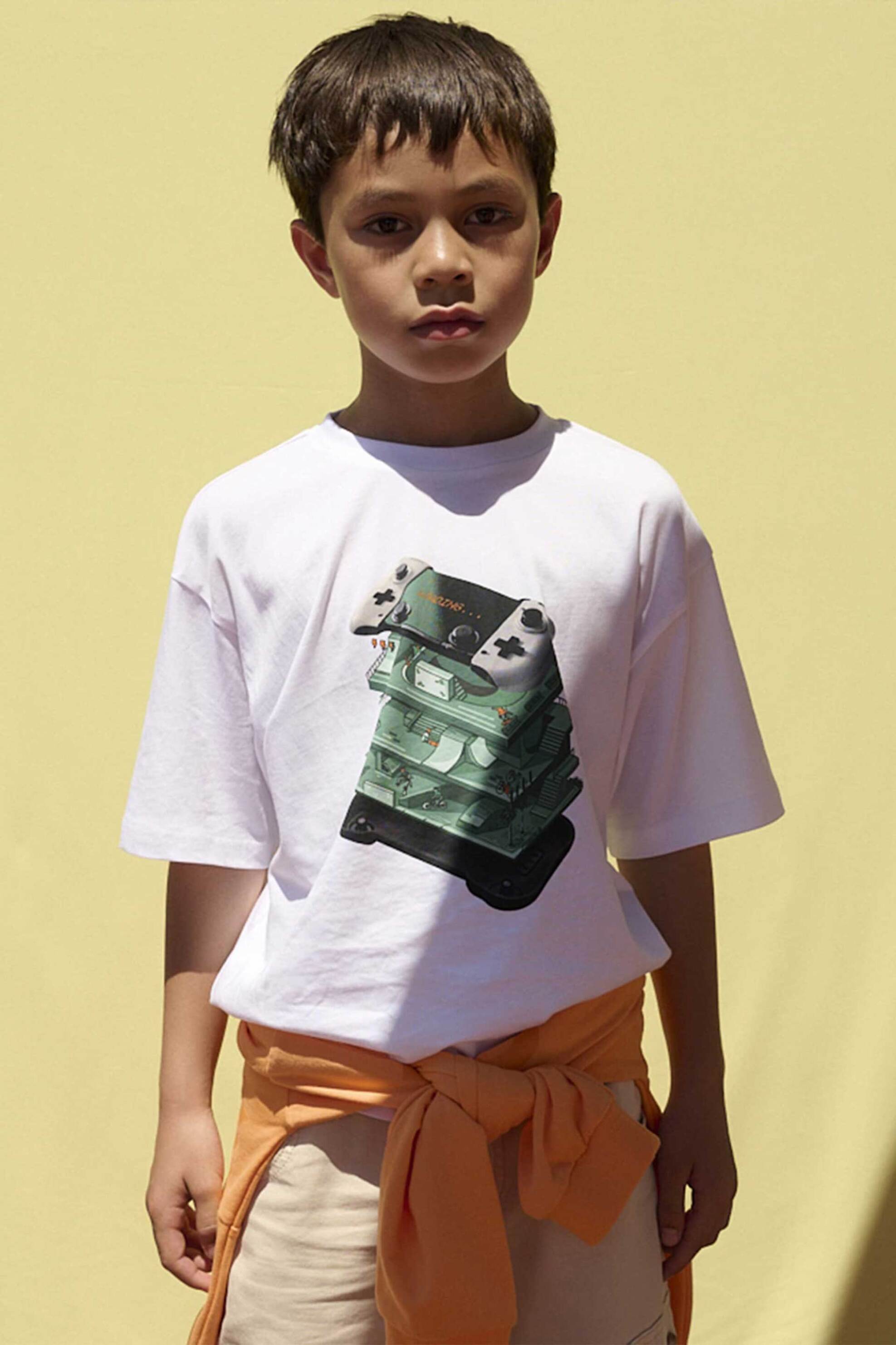 Mayoral παιδικό T-shirt με print Regular Fit - 6033-S26 Λευκό