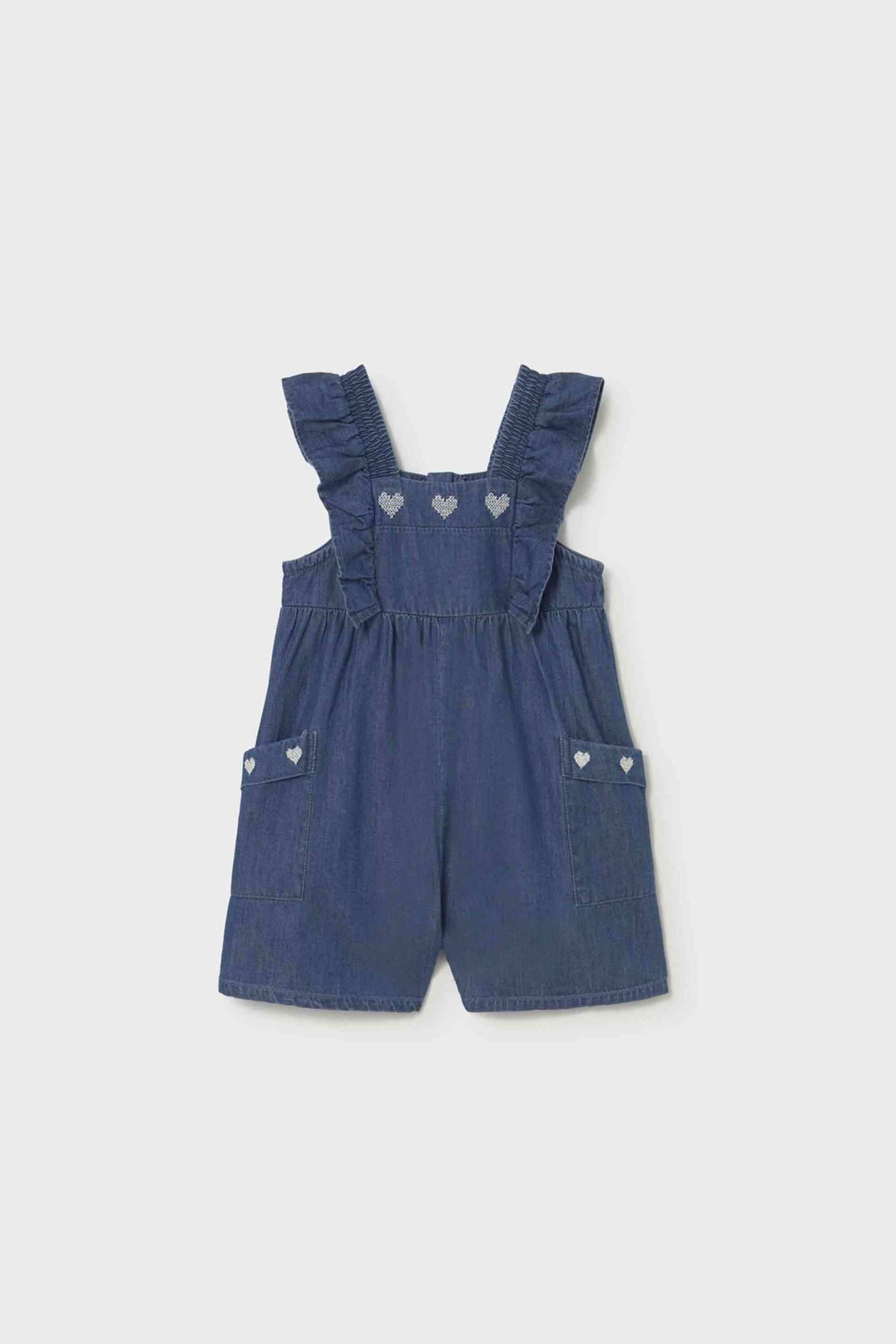 Mayoral παιδική denim ολόσωμη φόρμα αμάνικη με βολάν - 1828-S26 Denim Blue Σκούρο