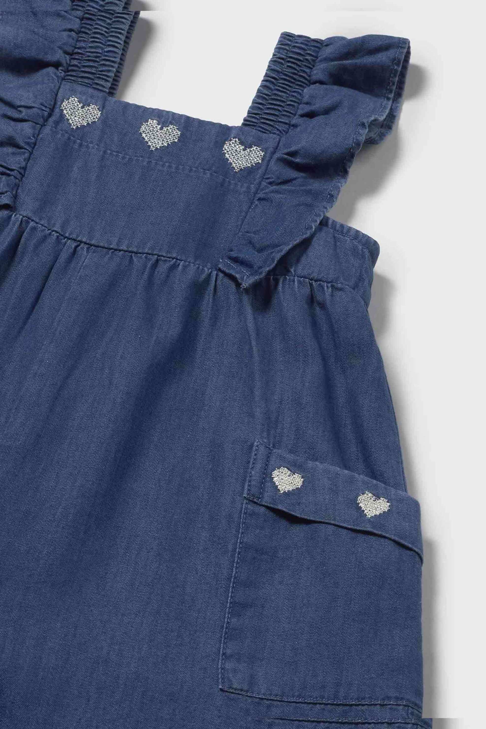 Mayoral Παιδική Denim Ολόσωμη Φόρμα Αμάνικη με Βολάν - 1828-S26 Blue Σκούρο