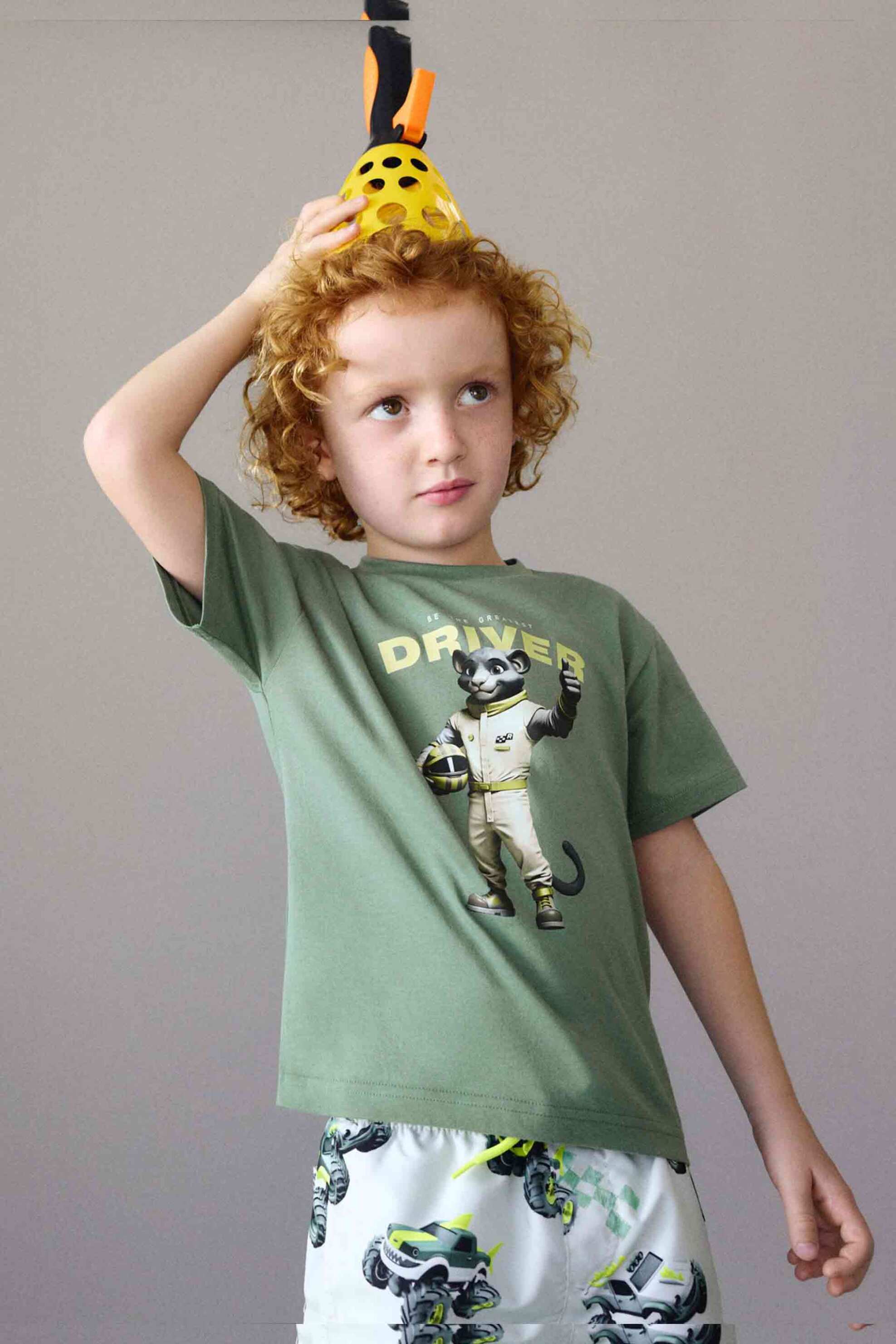 Mayoral παιδικό T-shirt με print Regular Fit - 3070-S26 Πράσινο